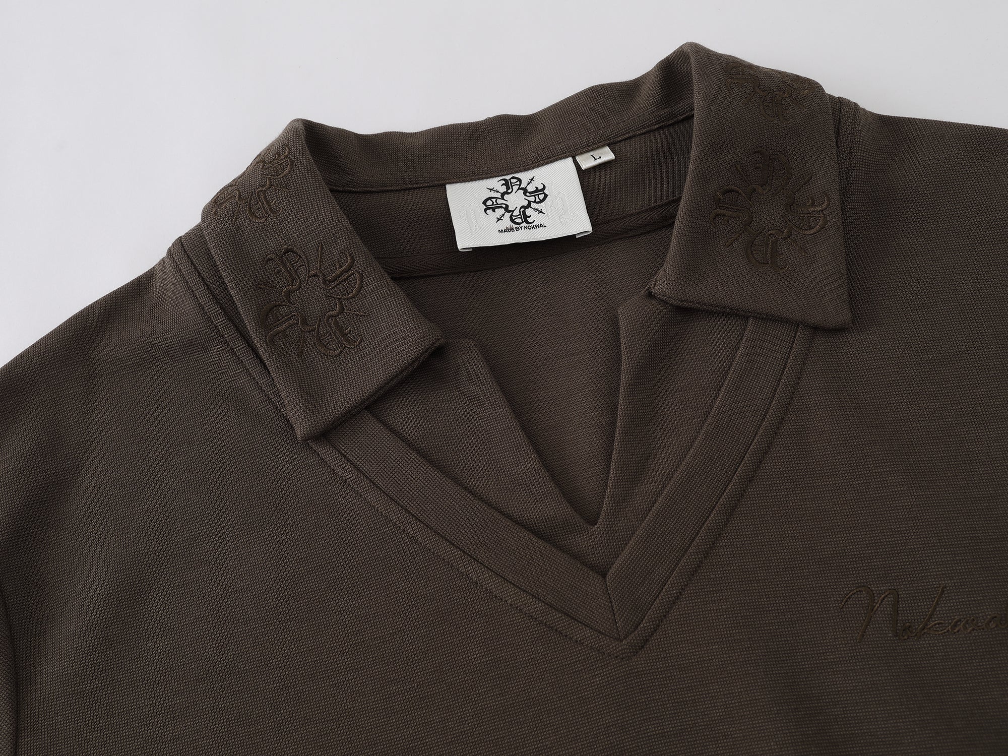 Monogram Embroidered Polo -Brown