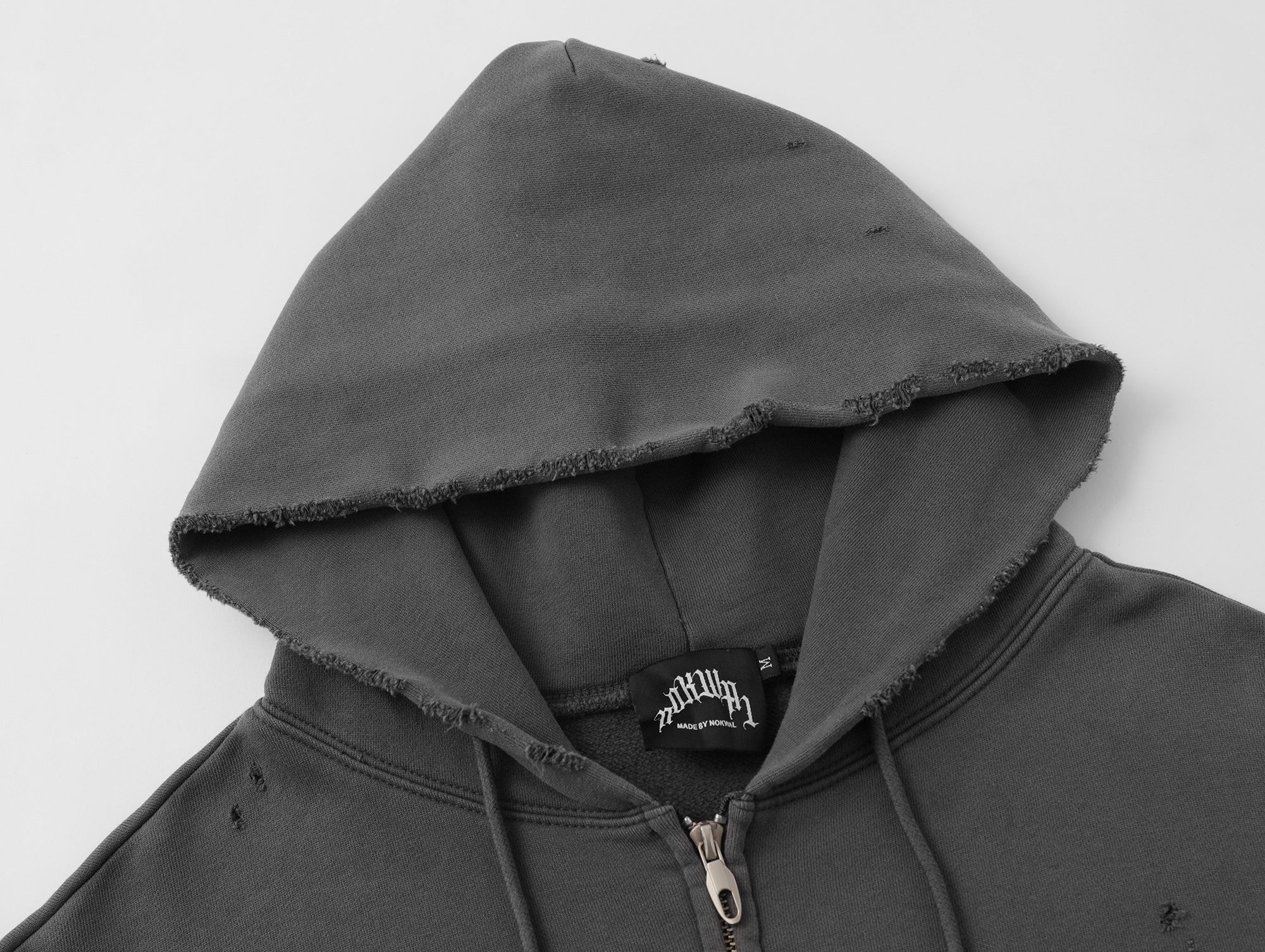 Distressed Zoom Zip Up Oversized Hoodie