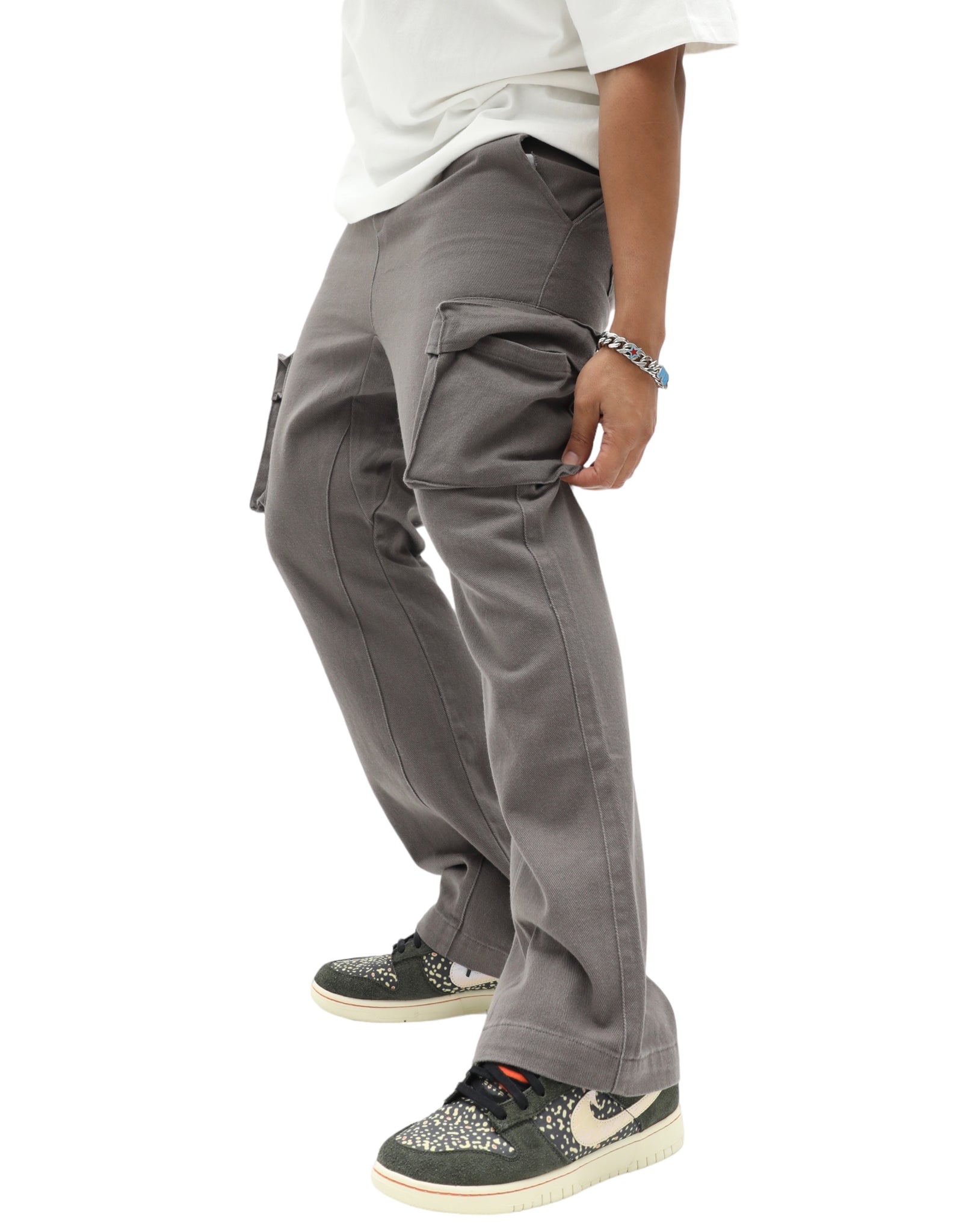 Cargo Flare Pants - Grey