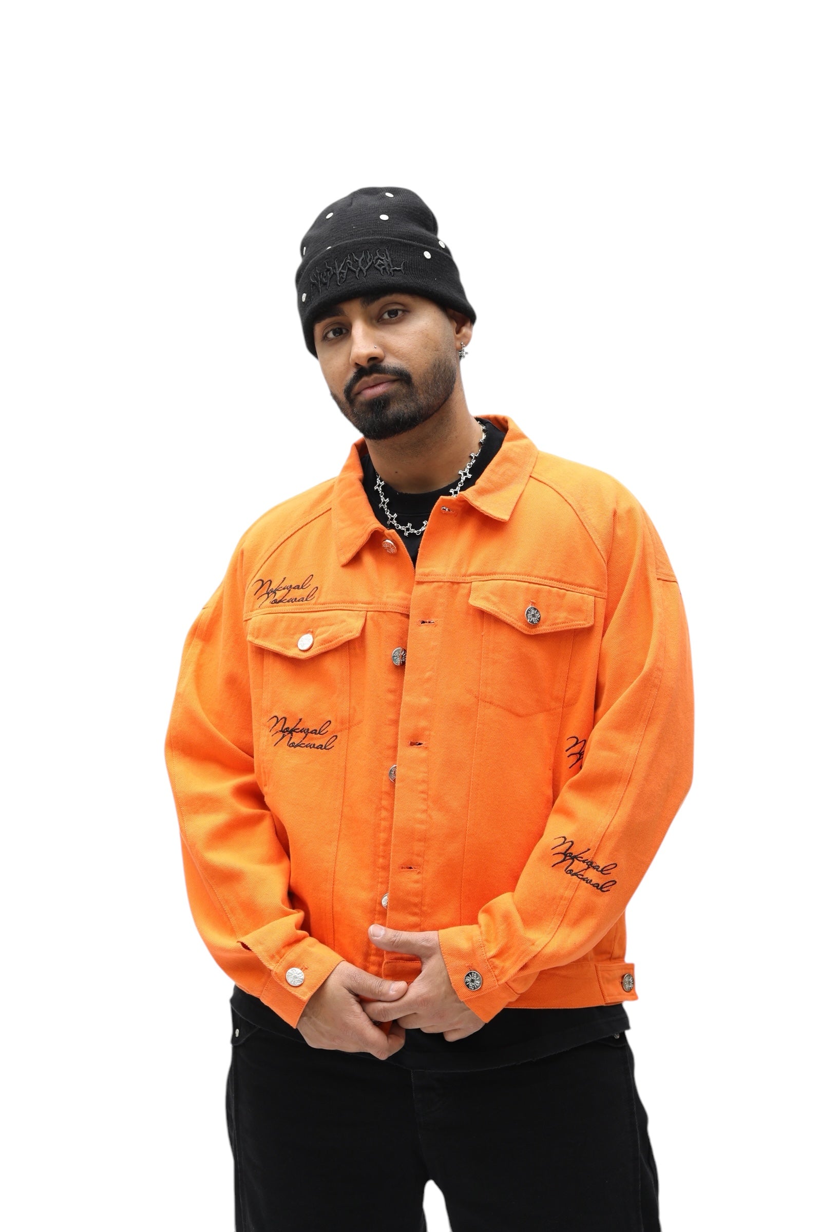 Double Logo Orange Trucker Denim Jacket