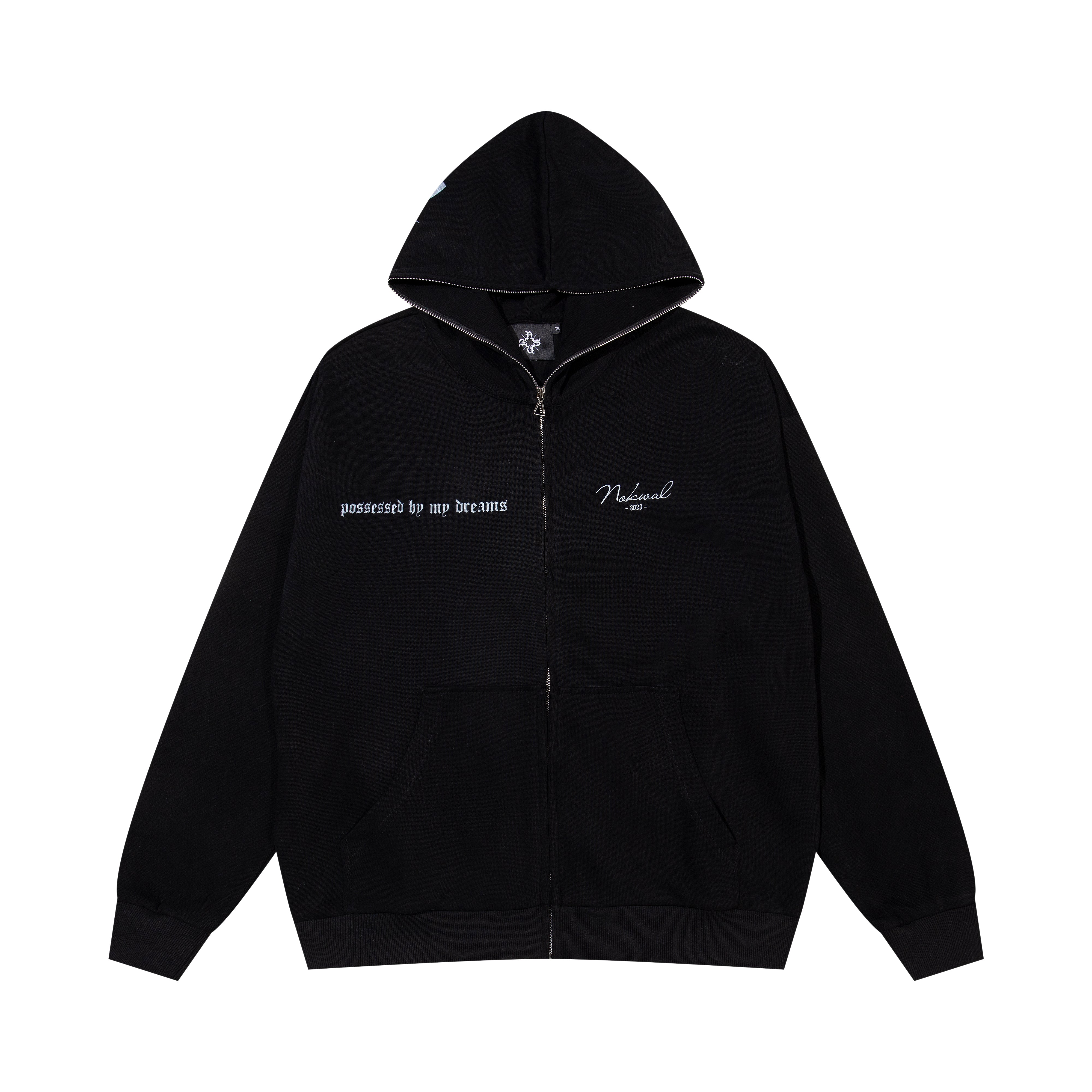 Monogram Full Zip Up Hoodie Black