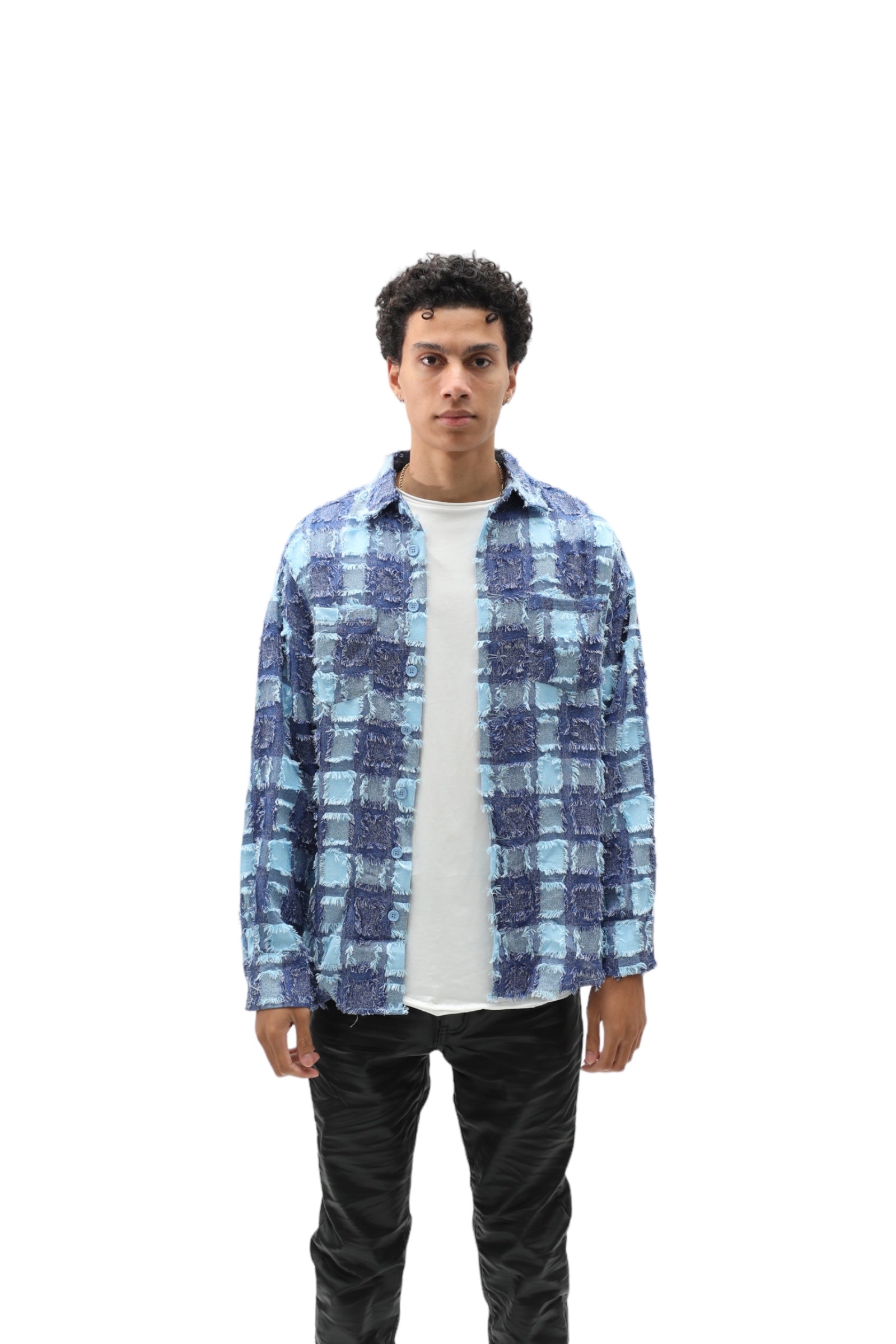 Loose Thread Flannel Blue Plaid