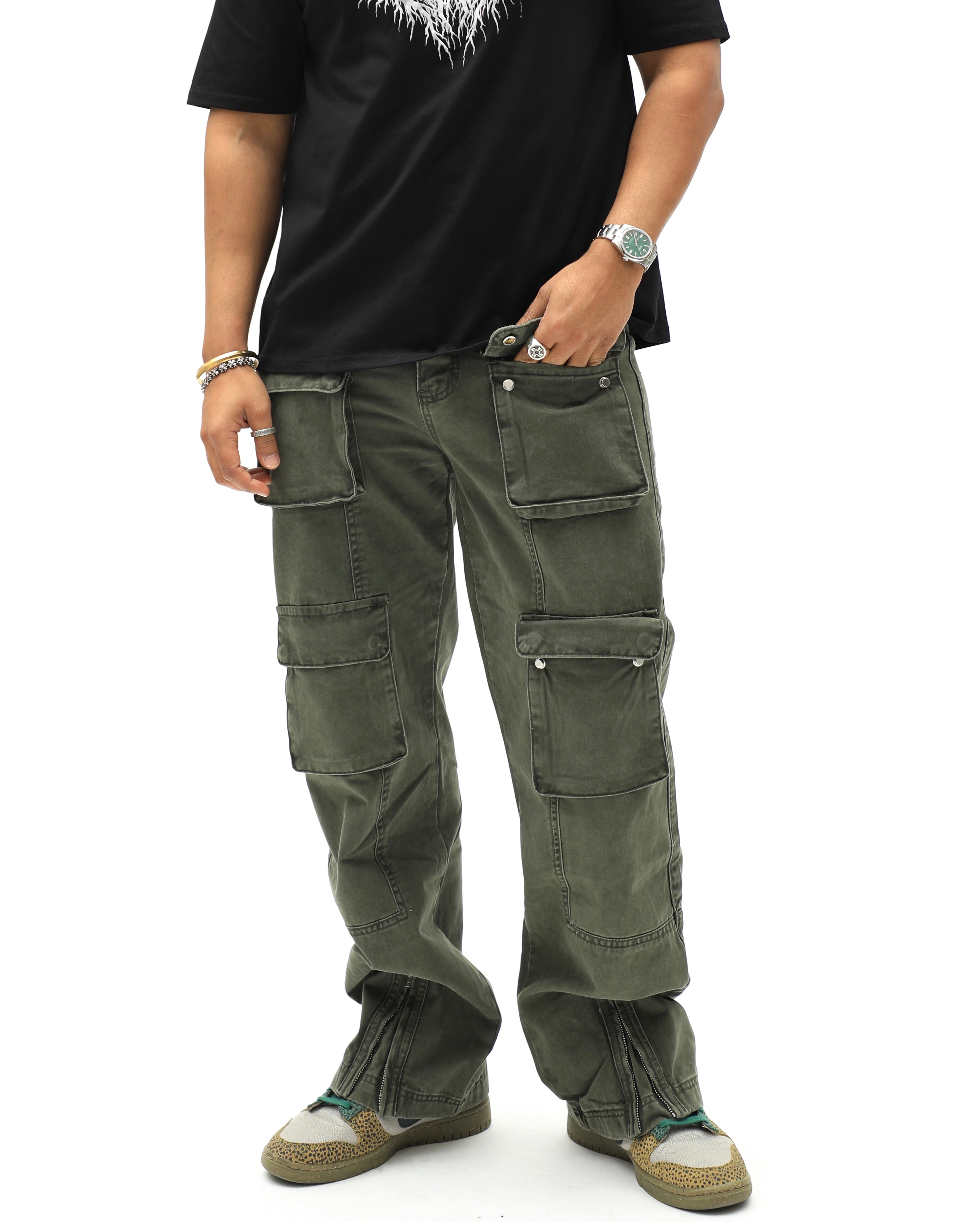 Green Multi Pocket Pants