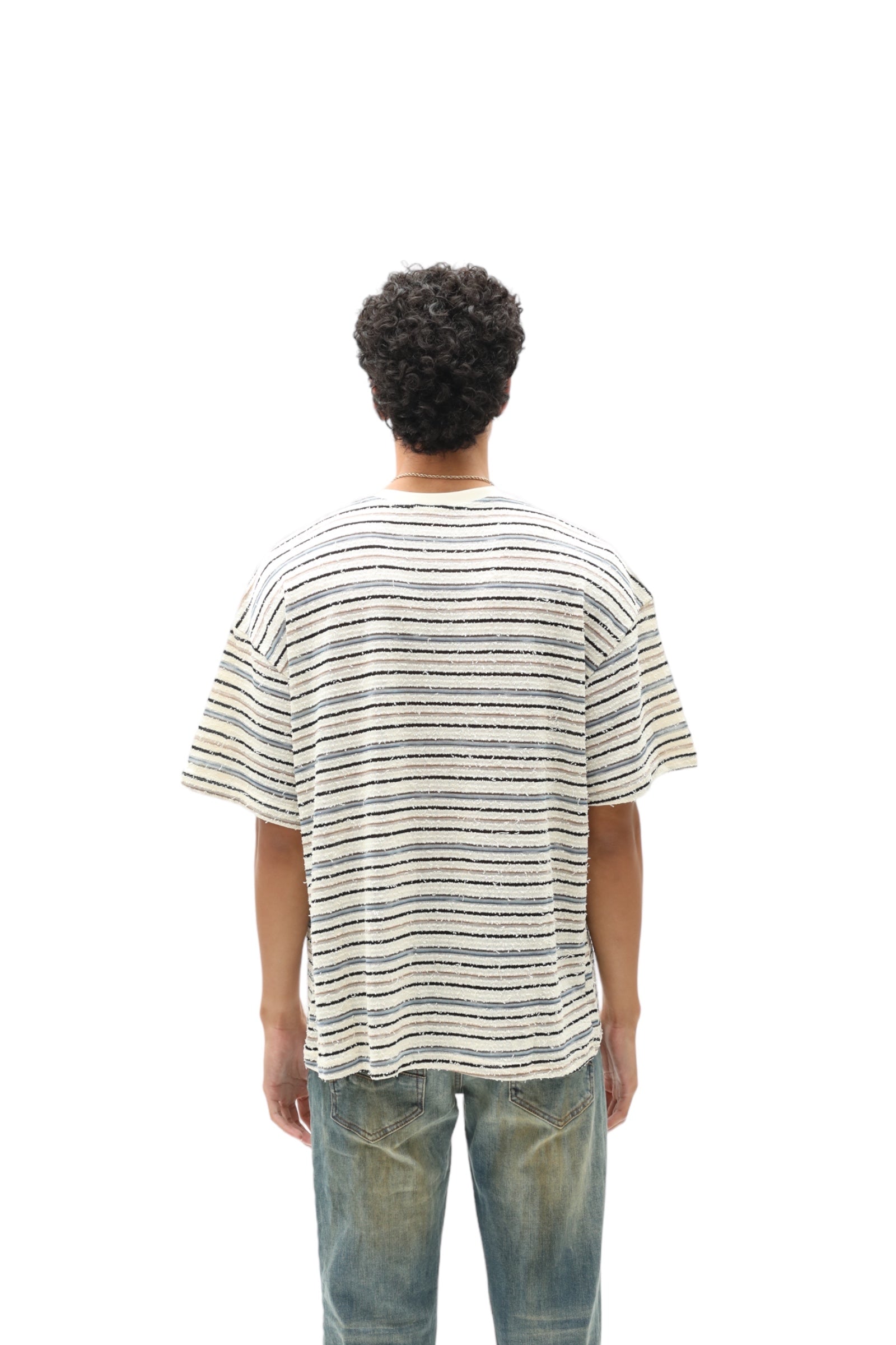 Loose Thread Striped Cotton Tee