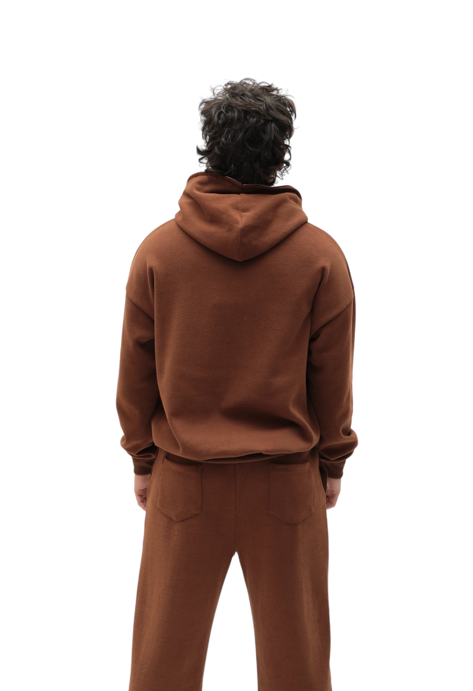 Full Zip Brown Essential Signature Hoodie