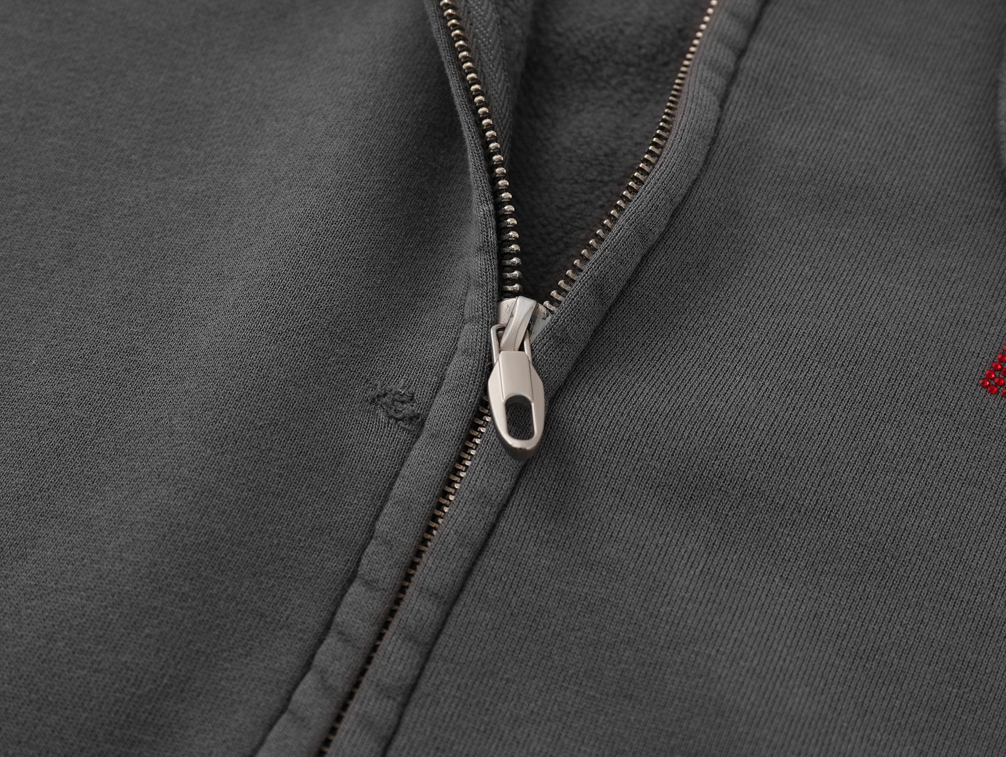 Distressed Zoom Zip Up Oversized Hoodie