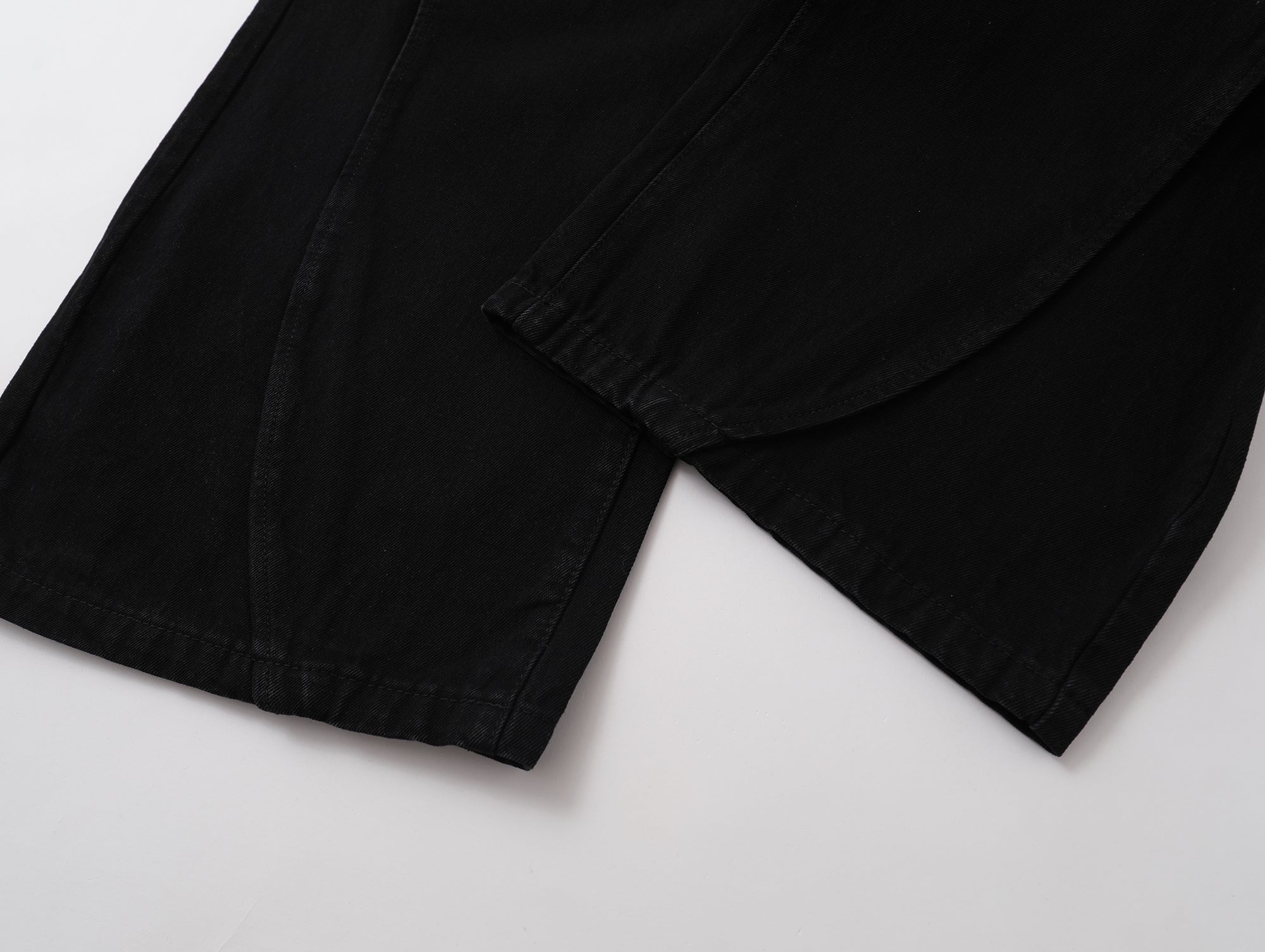 Black Double Paneled Baggy Flare Denim