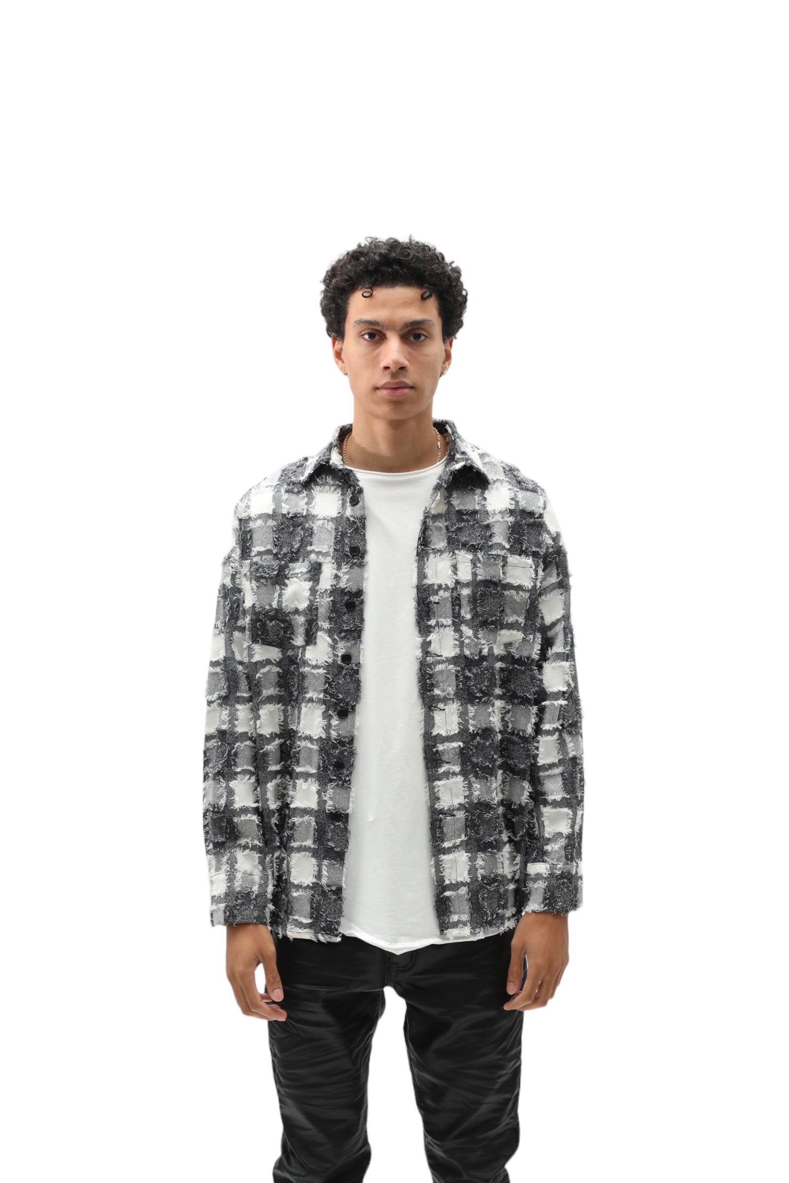 Loose Thread Flannel Black/White