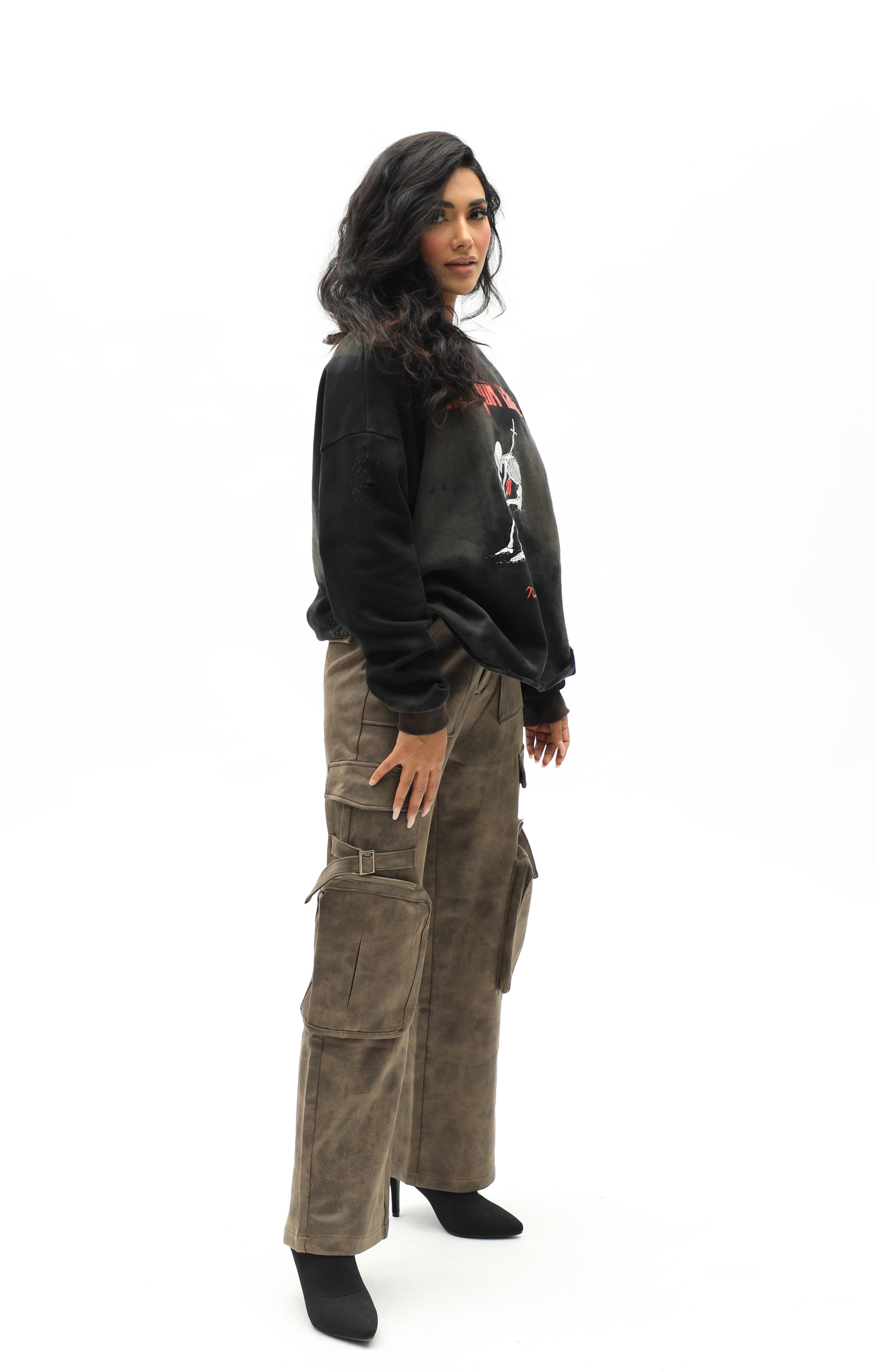 Unisex Baggy Multi Pocket Cargo Pants Brown