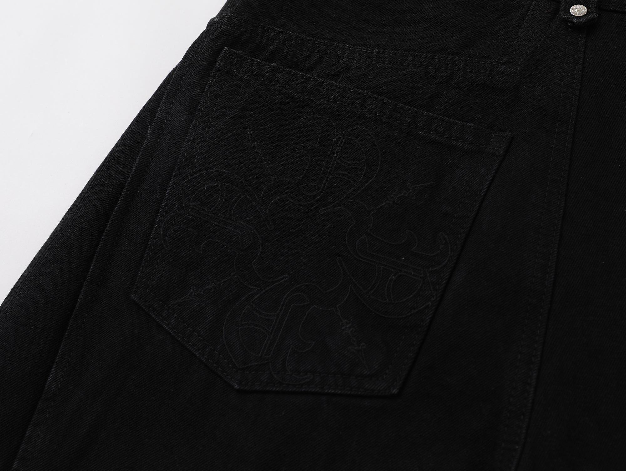 Black Double Paneled Baggy Flare Denim