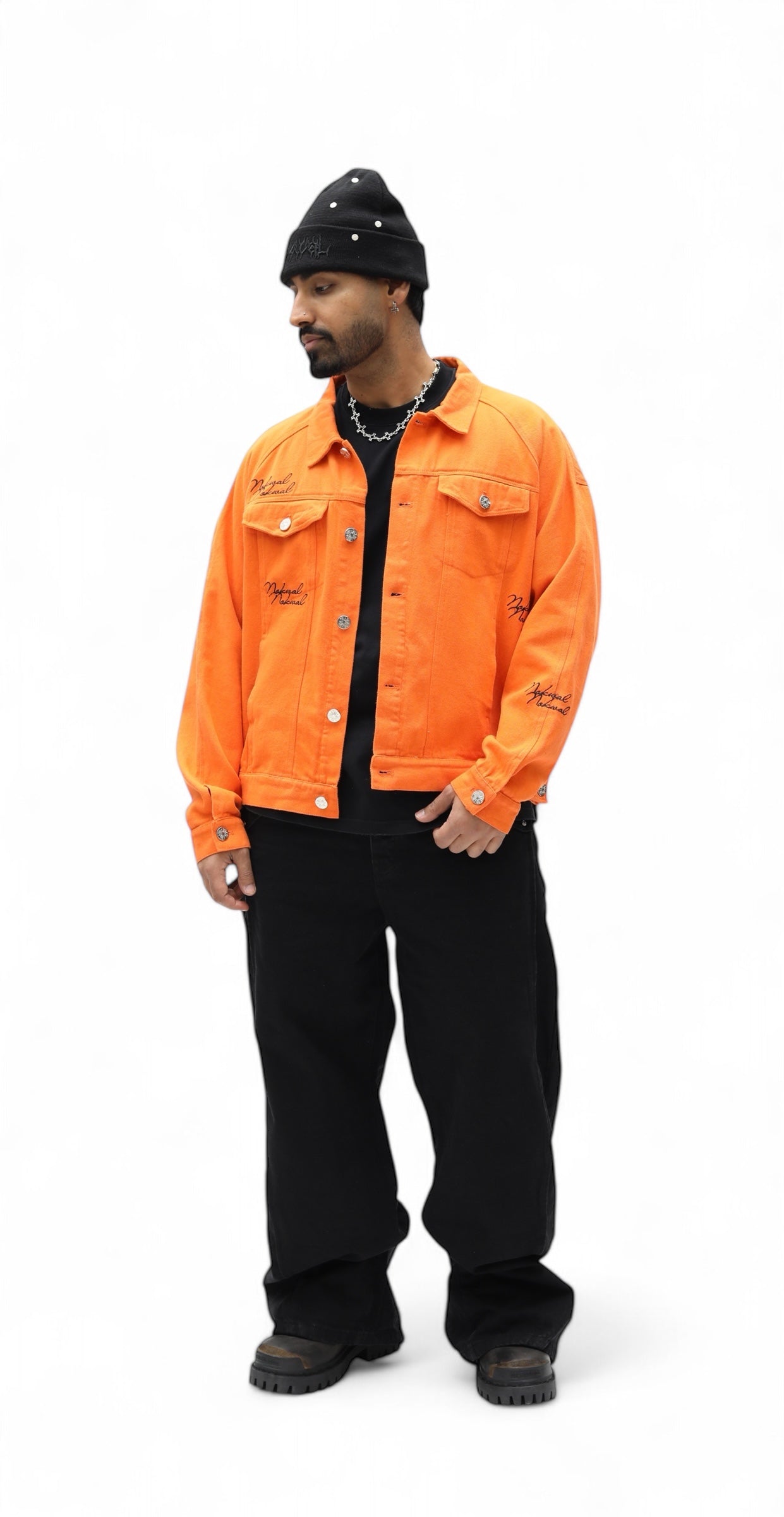 Double Logo Orange Trucker Denim Jacket