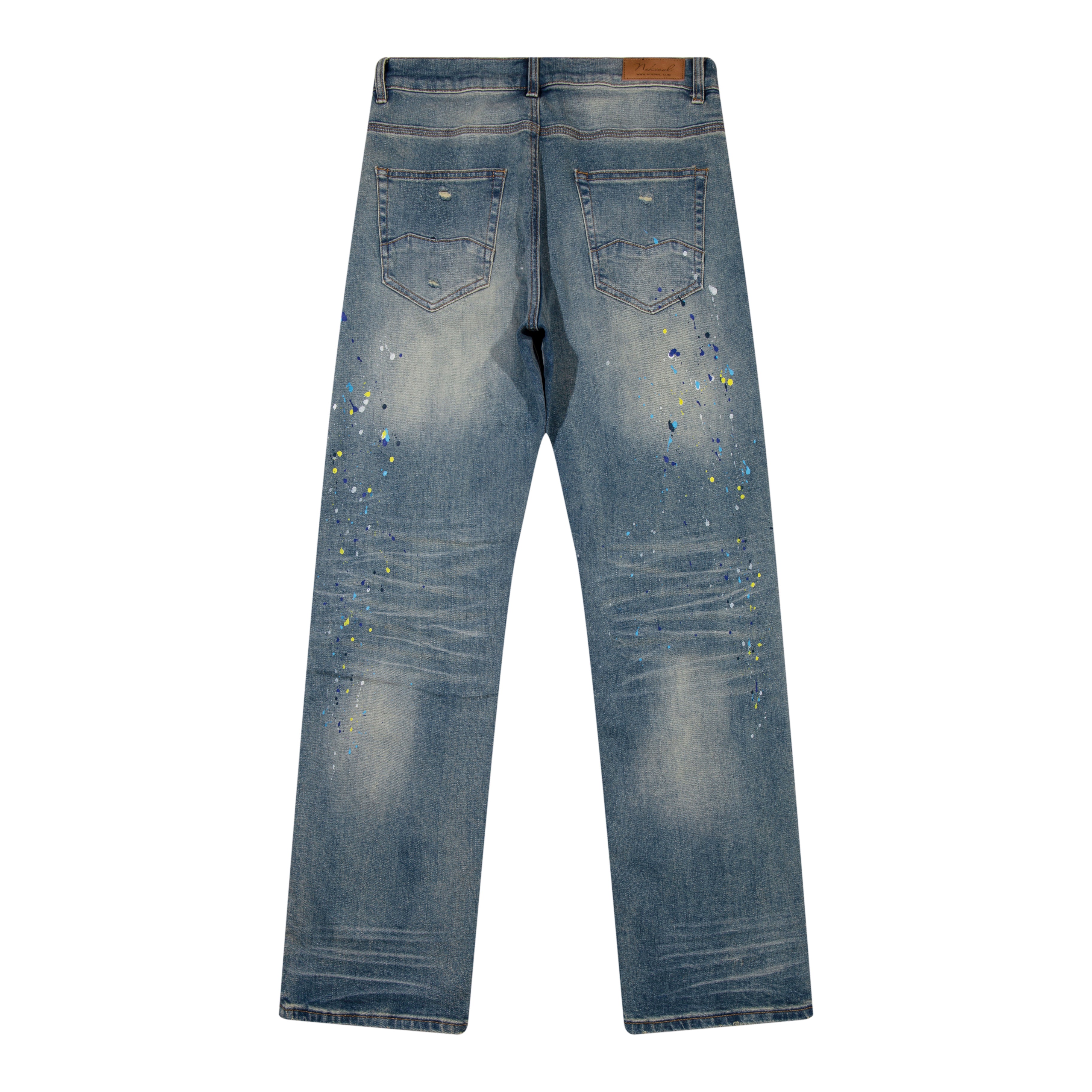 Diamond Stud Straight Leg Blue Denim