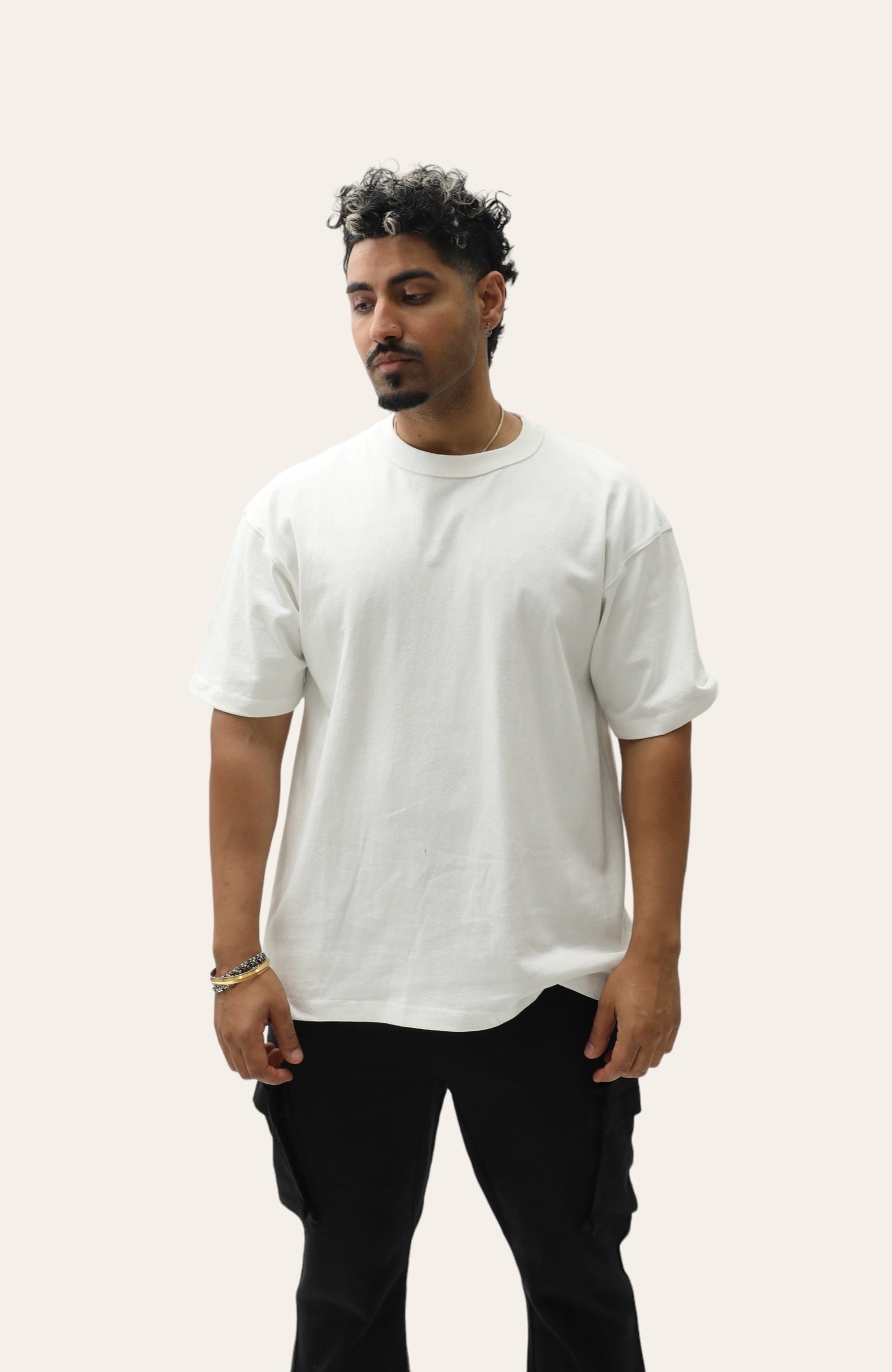 320 Reverse Collar Heavy Cotton T-Shirt - White