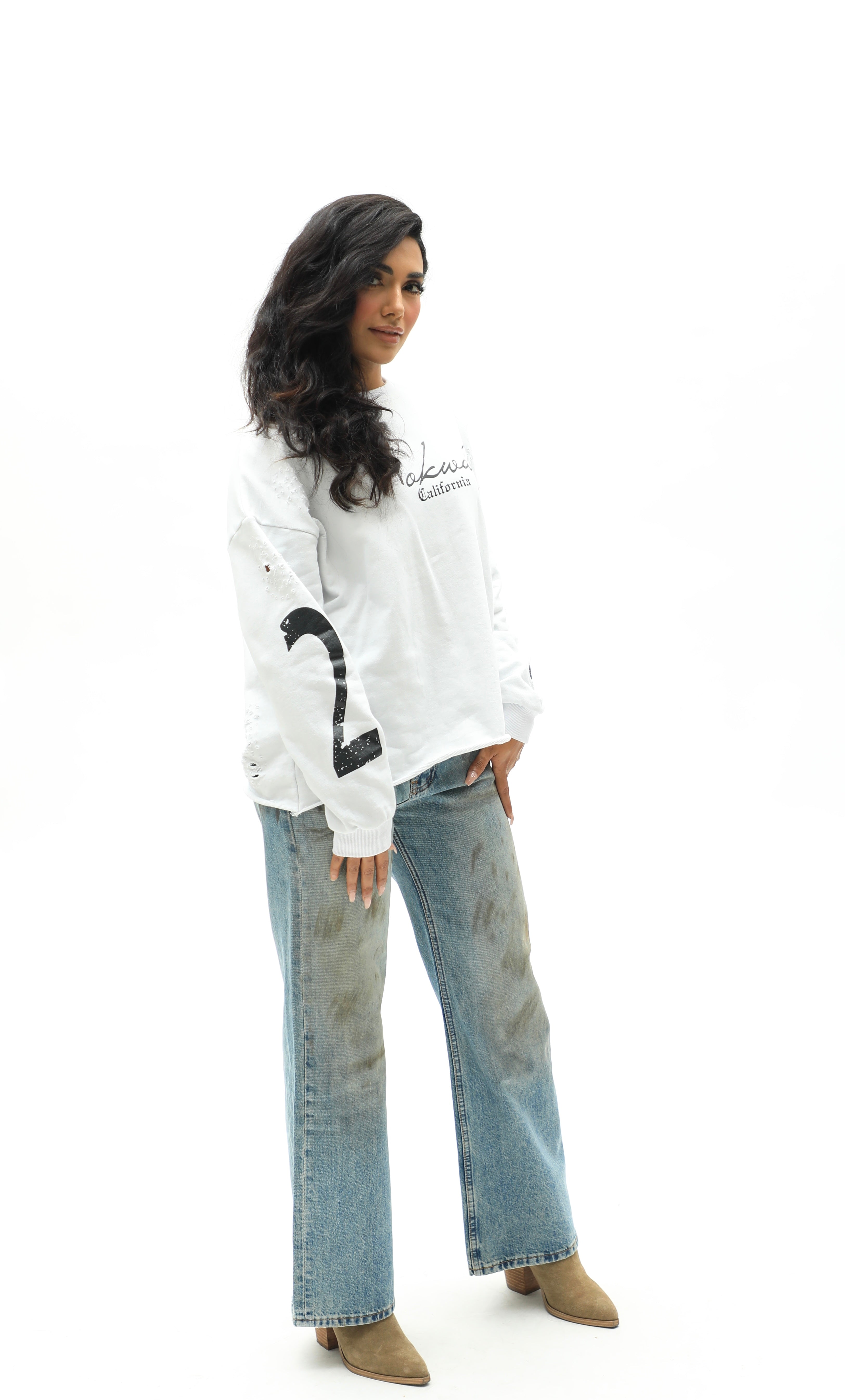 Distressed Crop 22 Signature Crew Neck