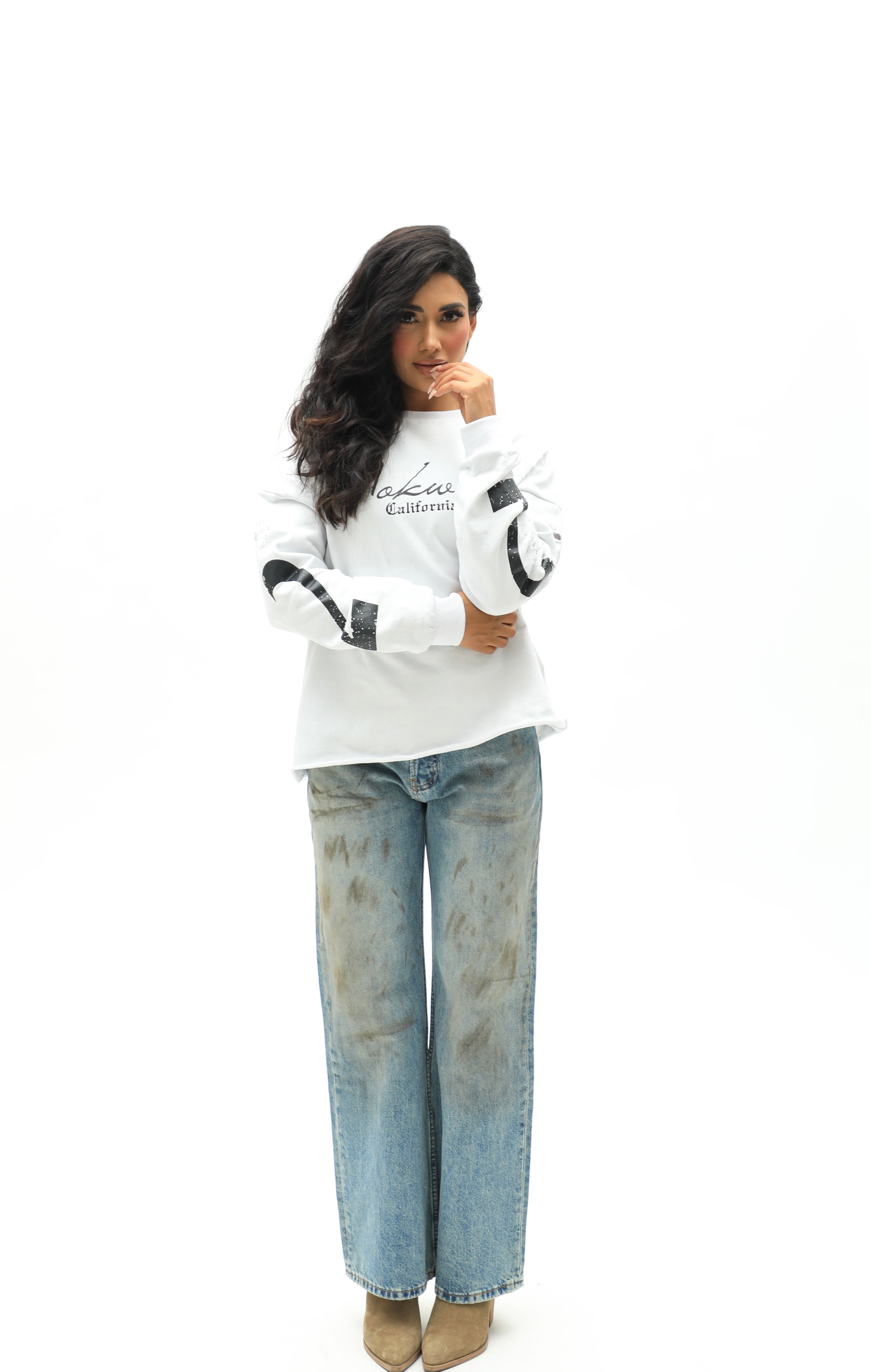 Distressed Crop 22 Signature Crew Neck