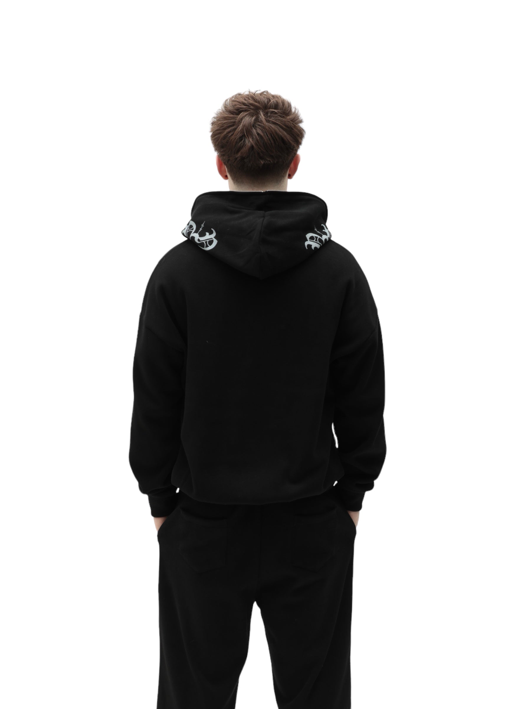 Monogram Full Zip Up Hoodie Black