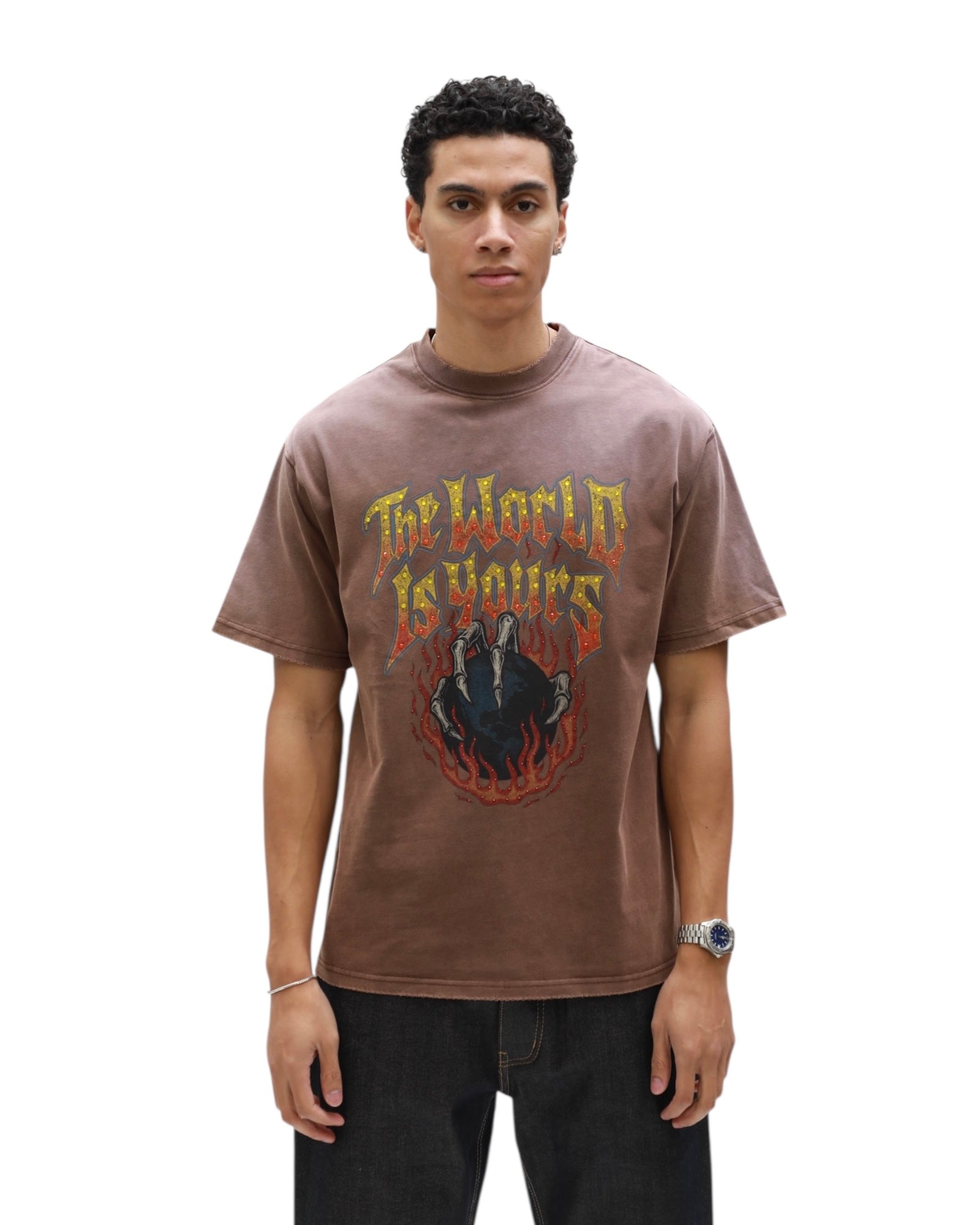 The World is Yours Tee- Brown