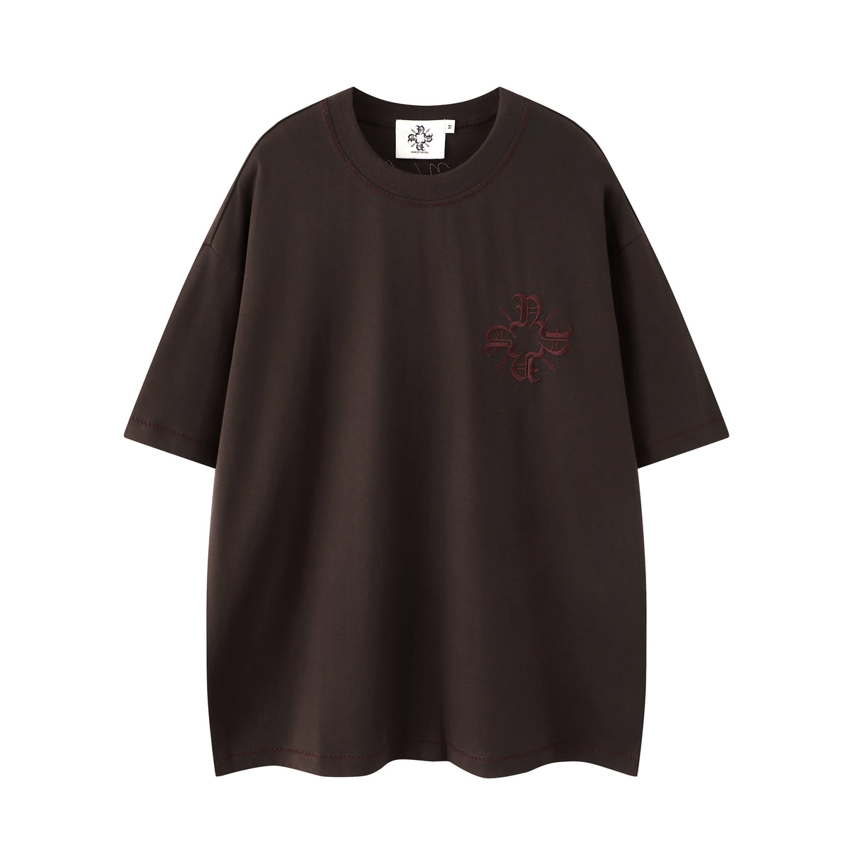 Embroidered Monogram Heritage Tee Brown