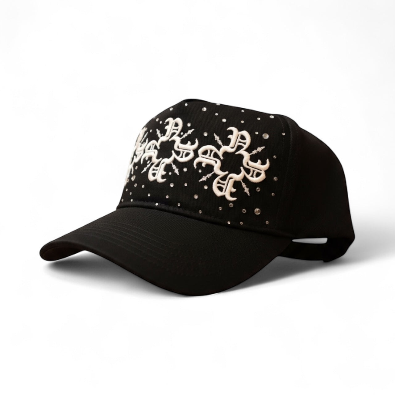 Black Rhinestone Monogram Trucker Hat