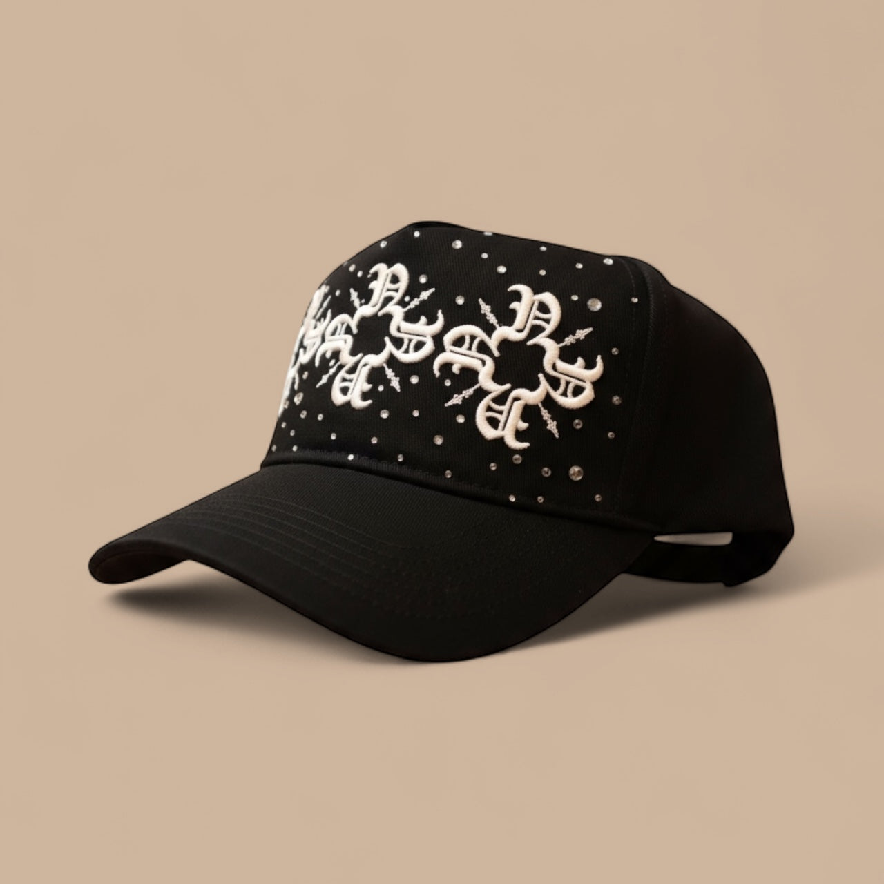Black Rhinestone Monogram Trucker Hat