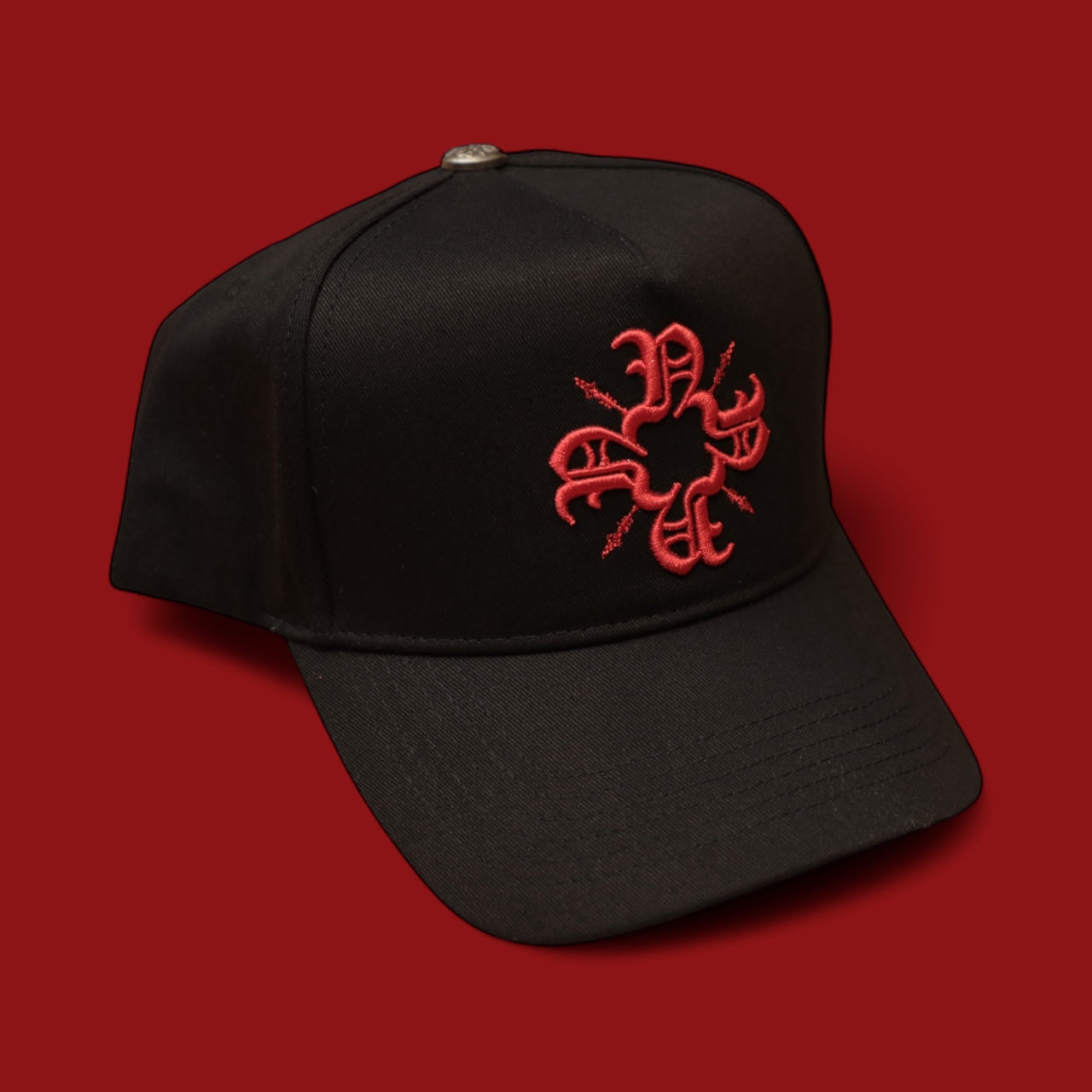 Black/Red Monogram Trucker Hat