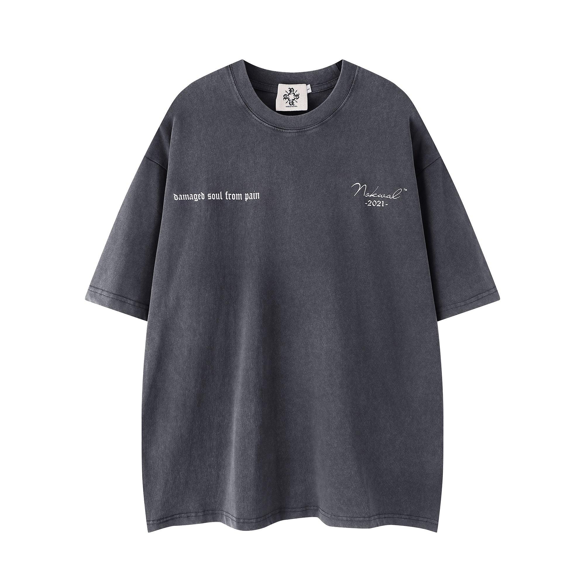 Oversized Damaged Soul Tee -Grey