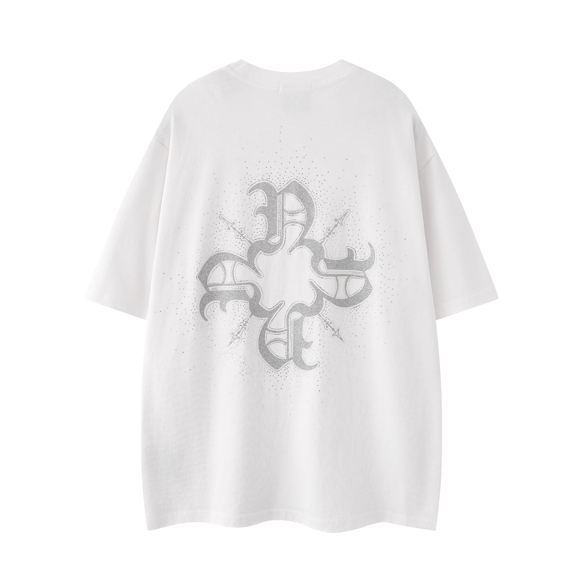 Glitter Drilled Monogram All White Tee