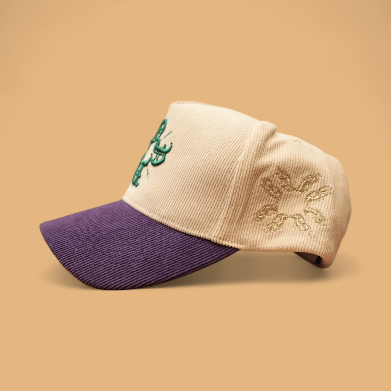 Cream/Purple Corduroy Monogram Trucker Hat