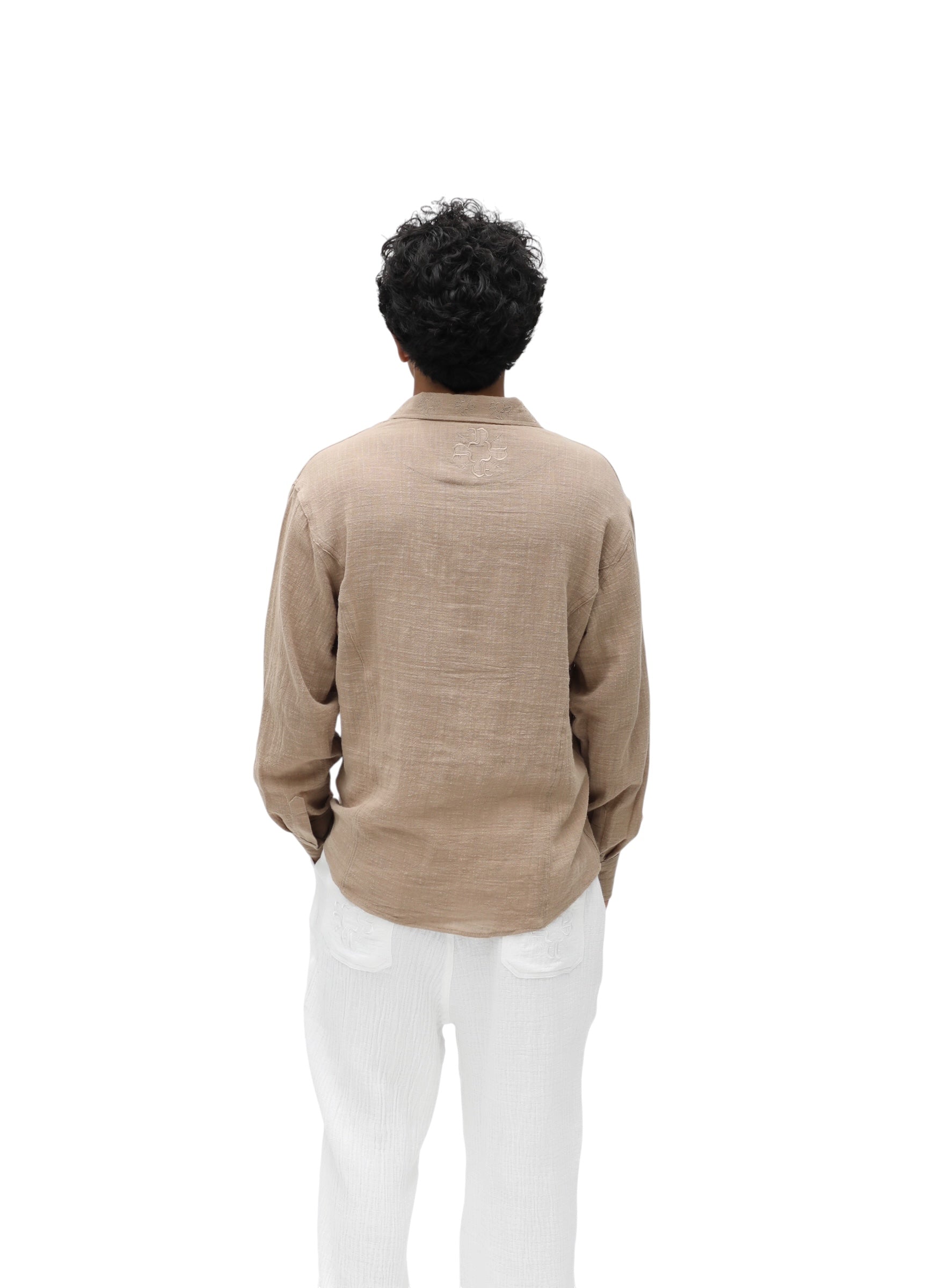 Nokwal Tailored Linen Shirt- Sand