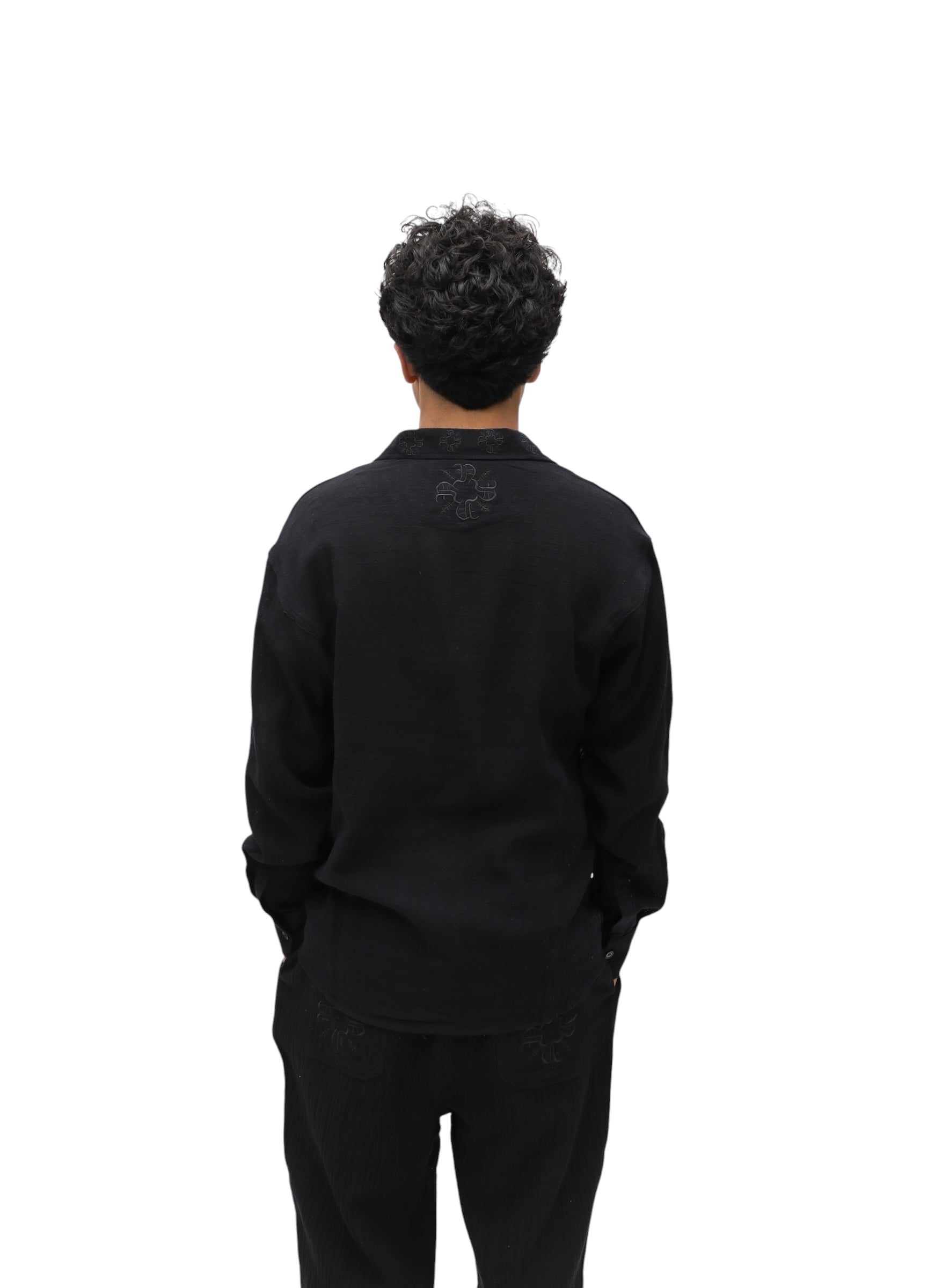Nokwal Tailored Linen Shirt-Black