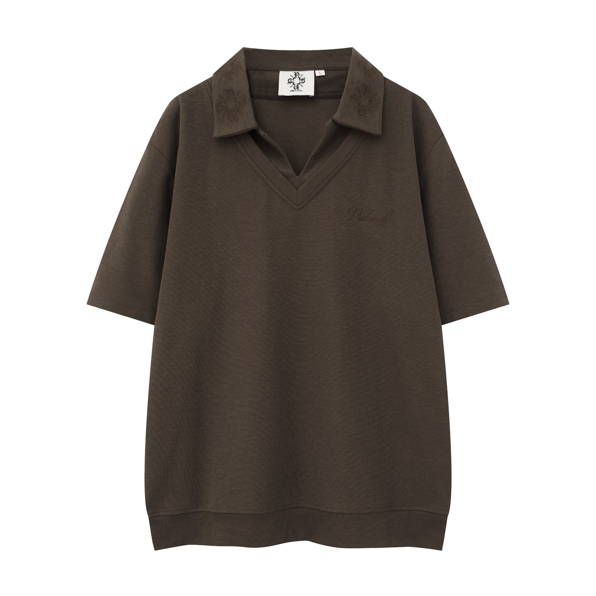 Monogram Embroidered Polo -Brown