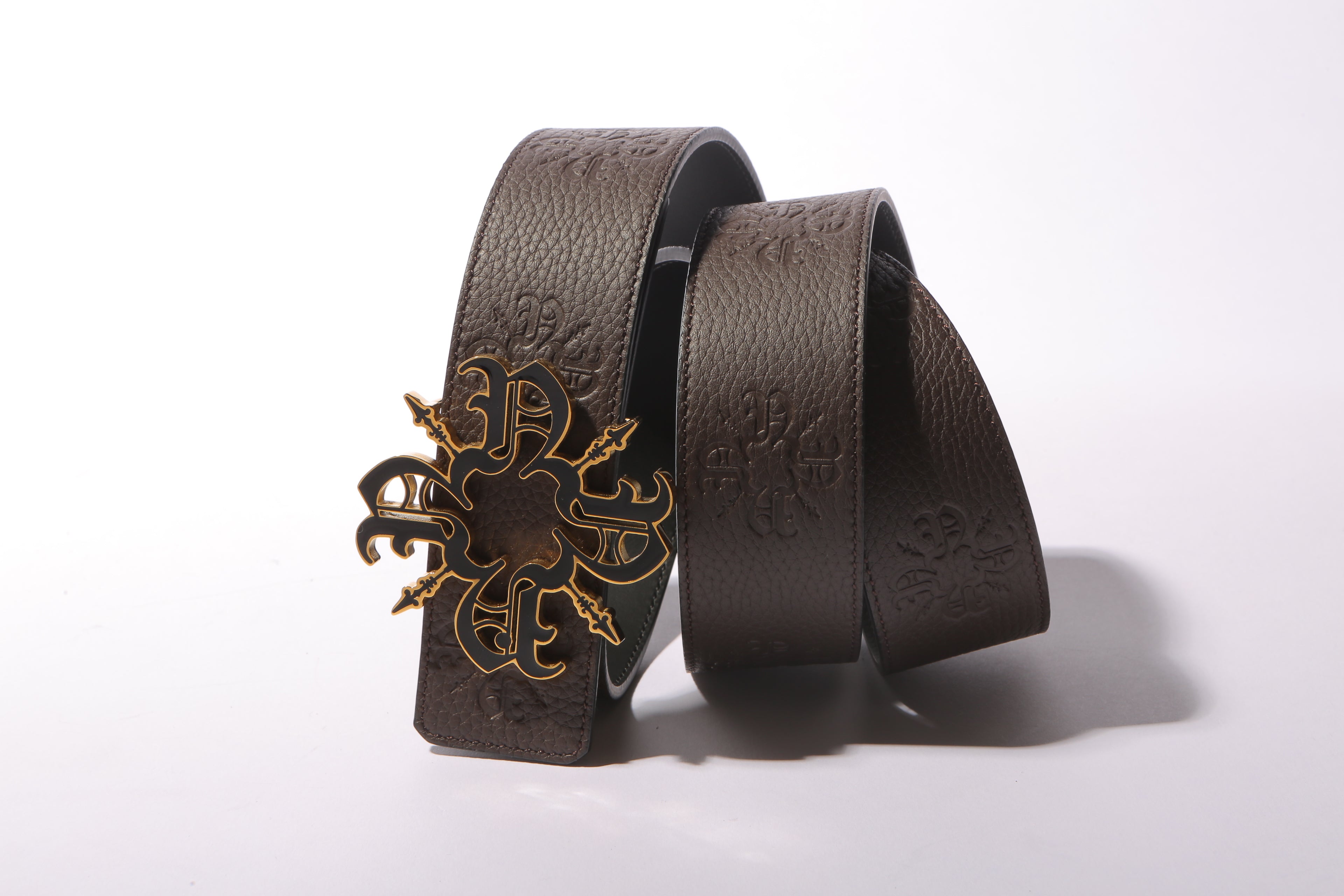 Brown Monogram Leather Belt