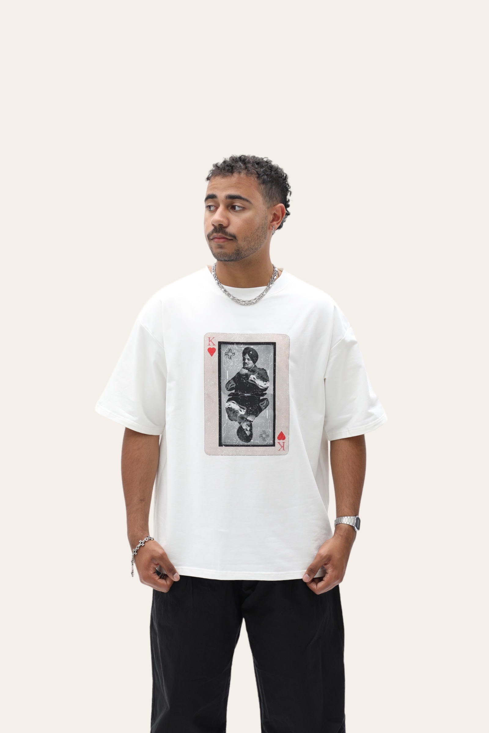 King Of Hearts Sidhu Moosewala T Shirt - White