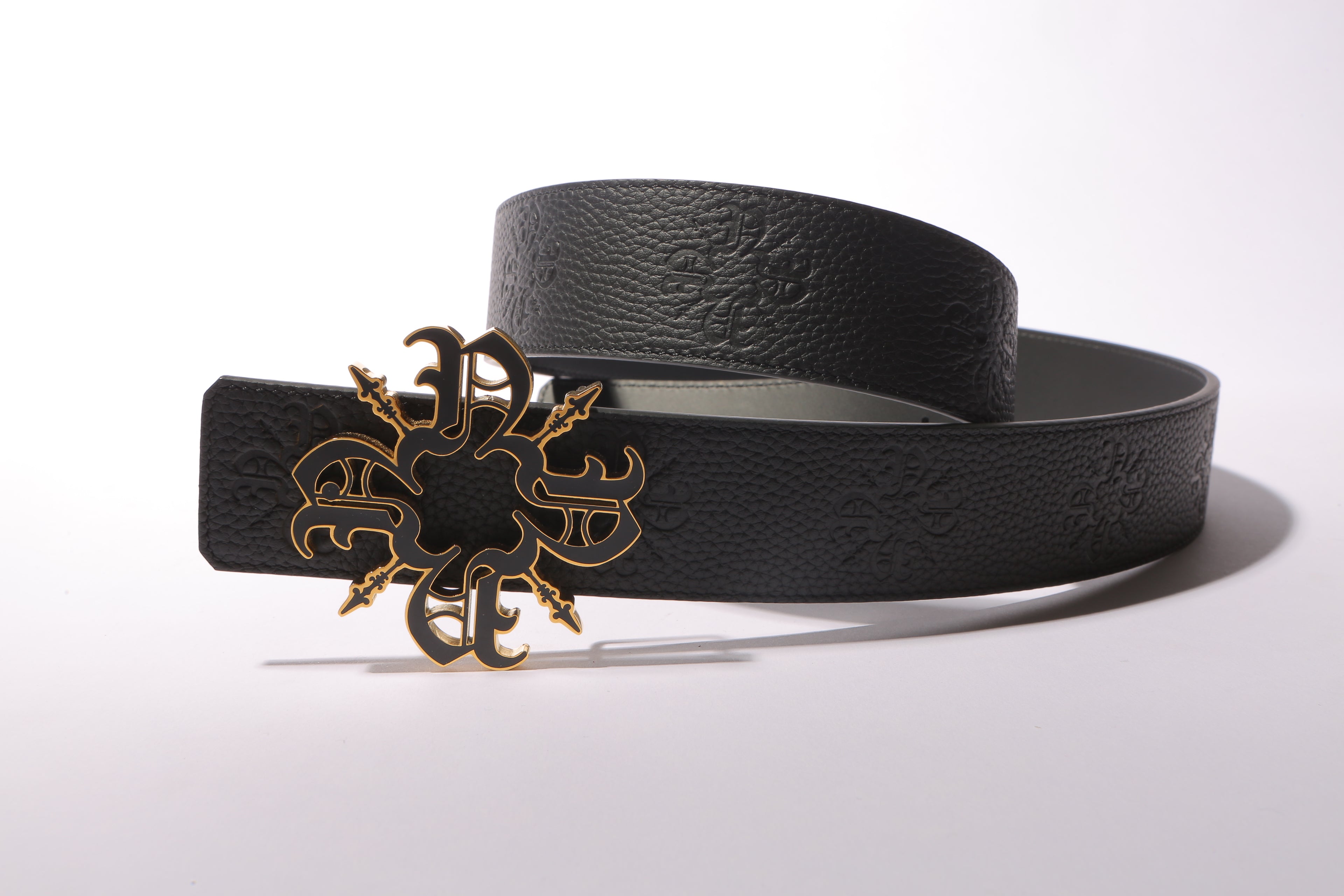 Black Monogram Leather Belt