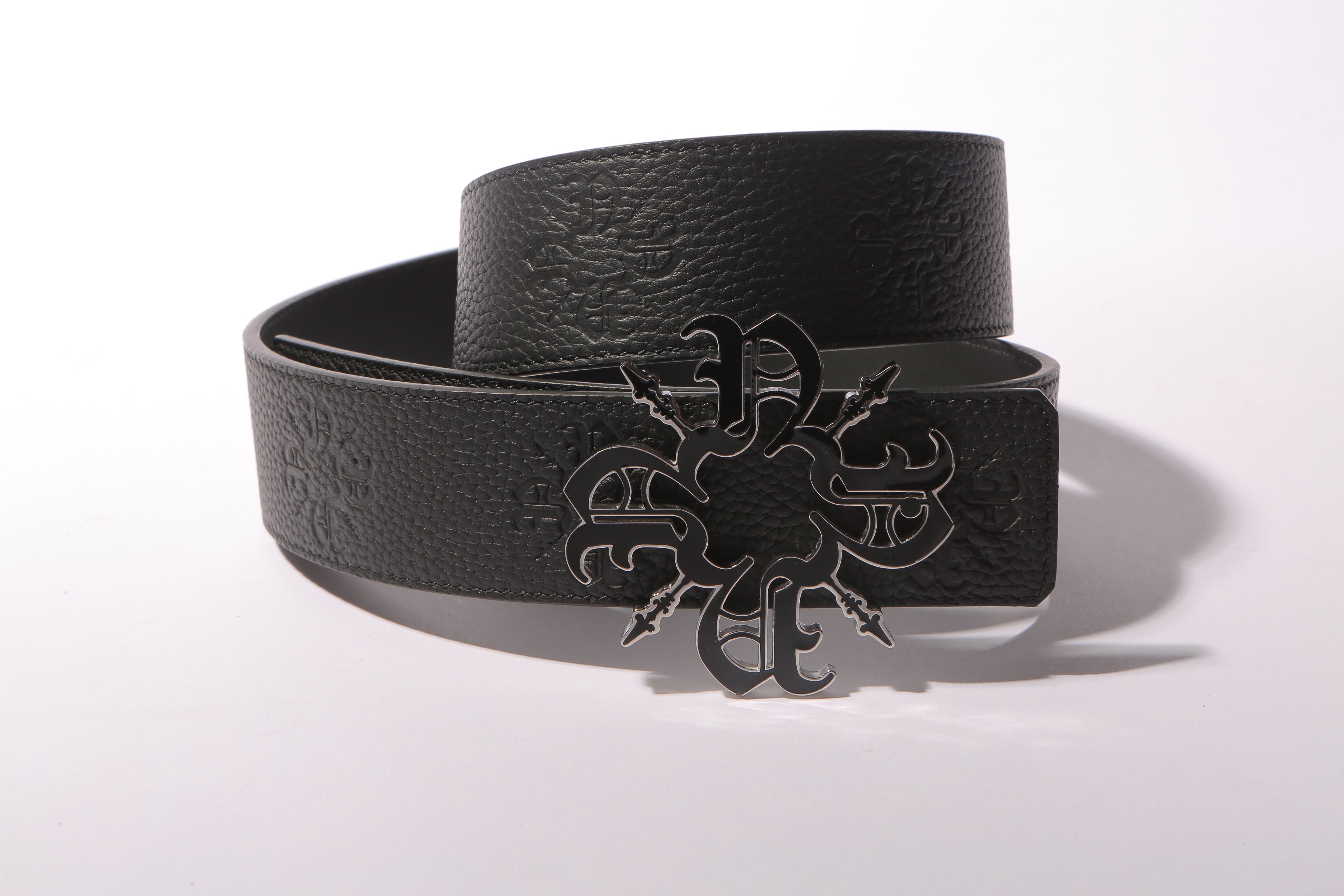 Black Monogram Leather Belt