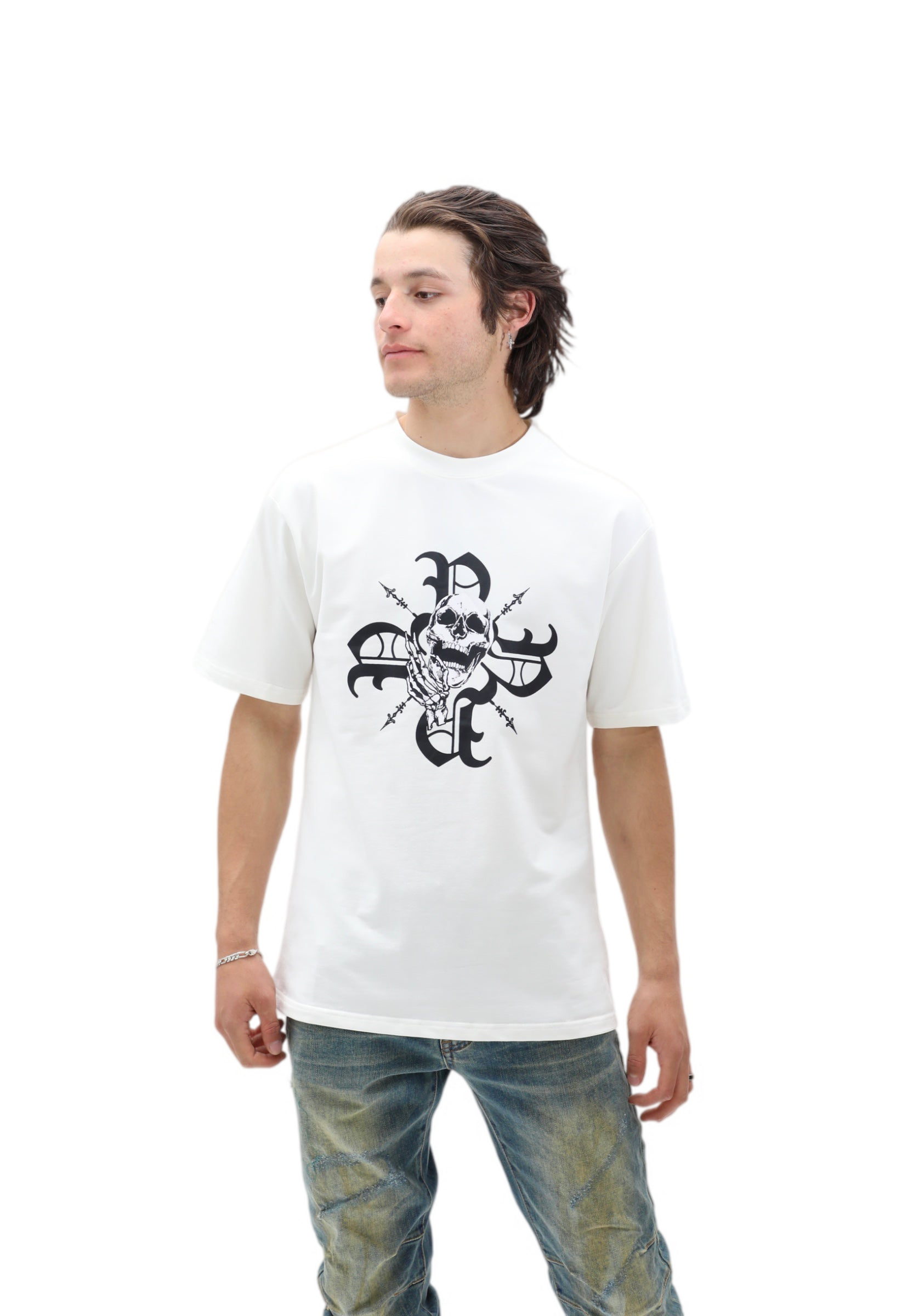 Monogram Skull Tee - White