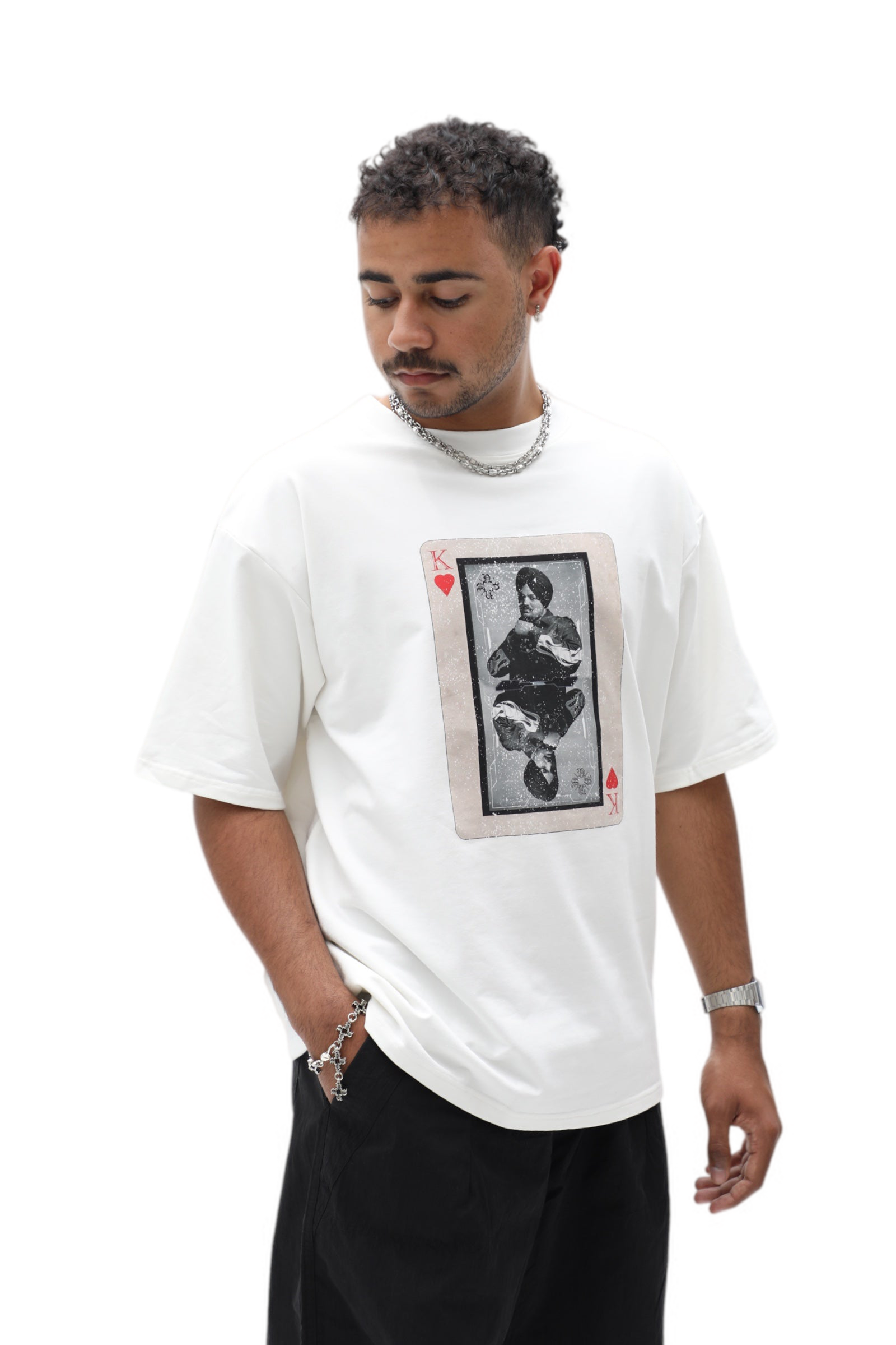 King Of Hearts Sidhu Moosewala T Shirt - White