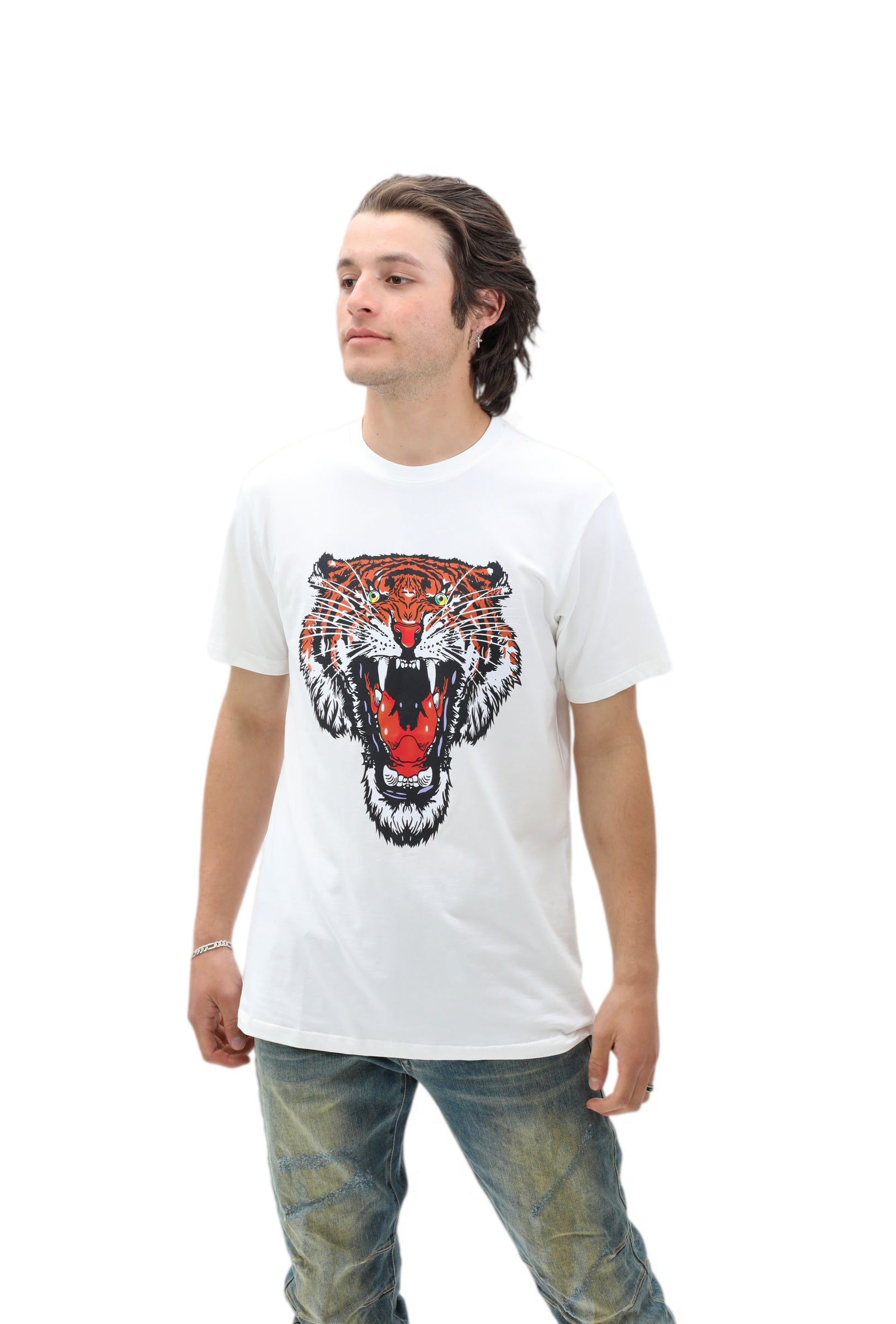 Angry Tiger Tee - White