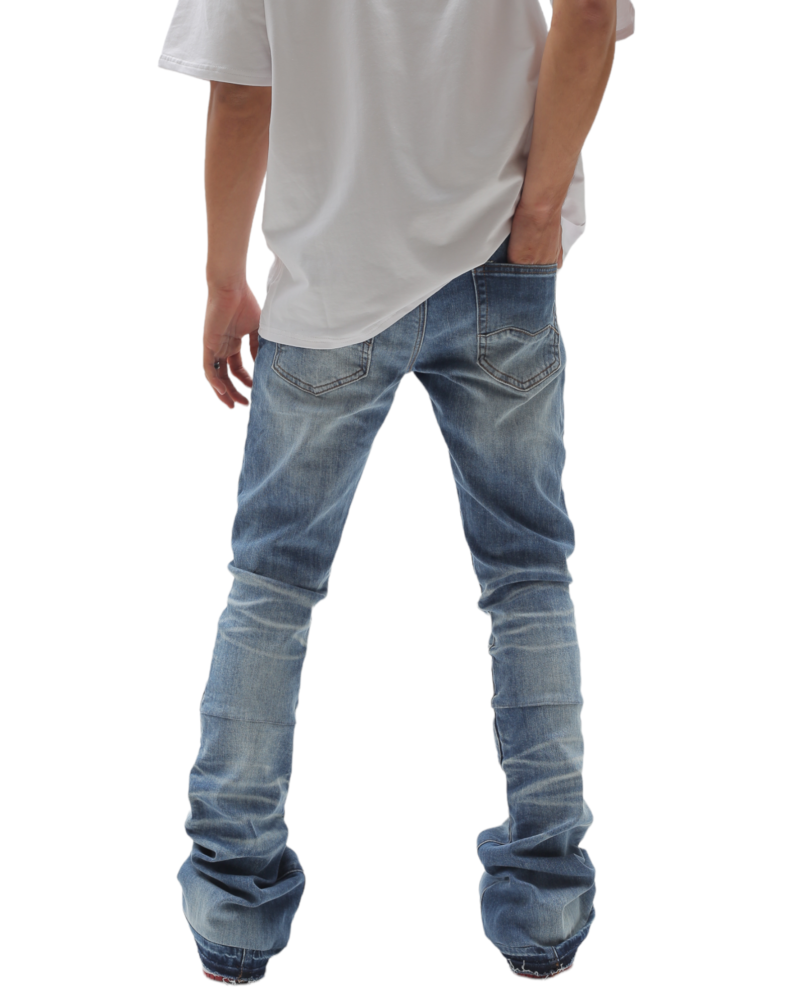 Stacked Flare Blue Cloud Wash Denim