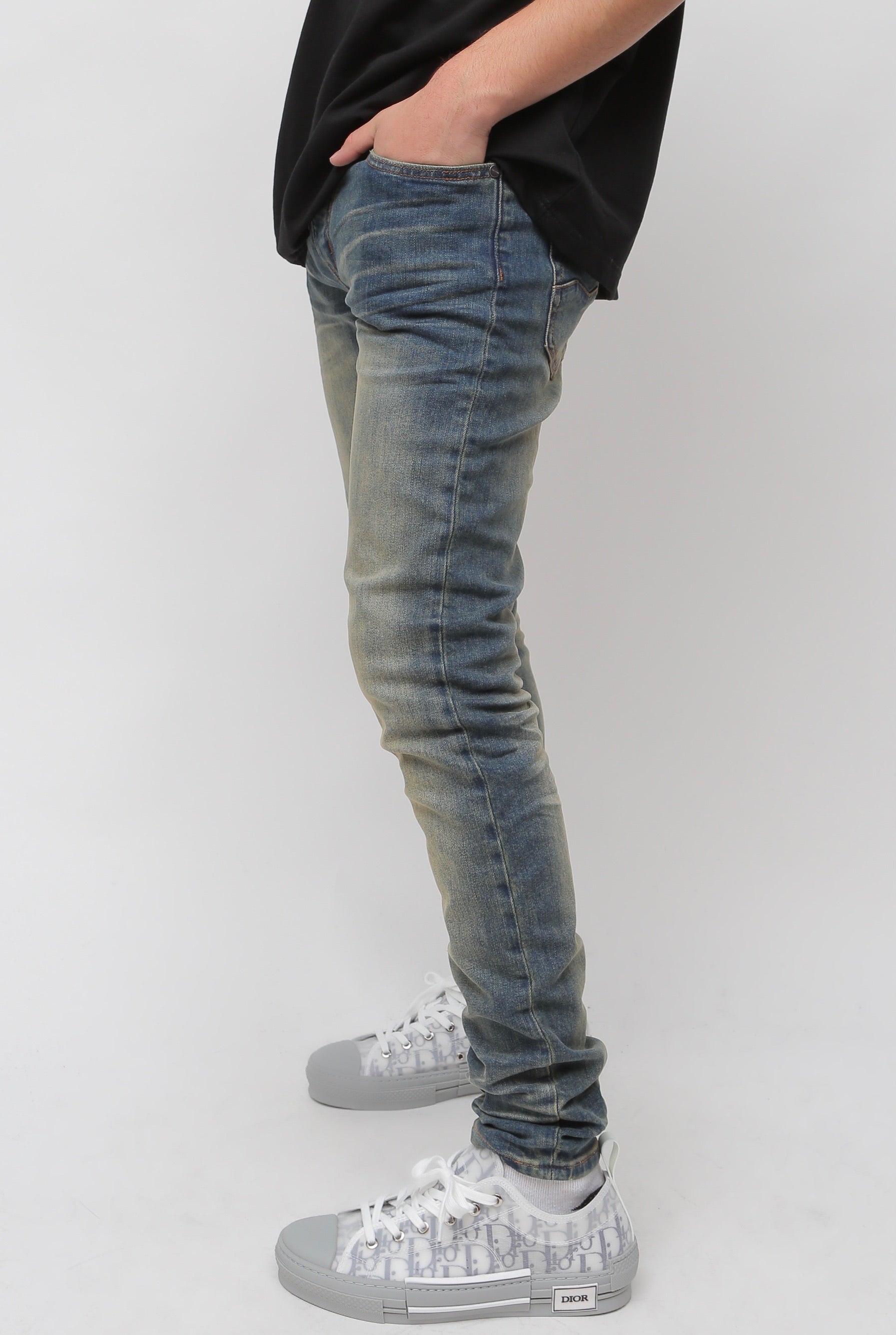 Nokwal Whiskey Faded Wash Skinny Denim