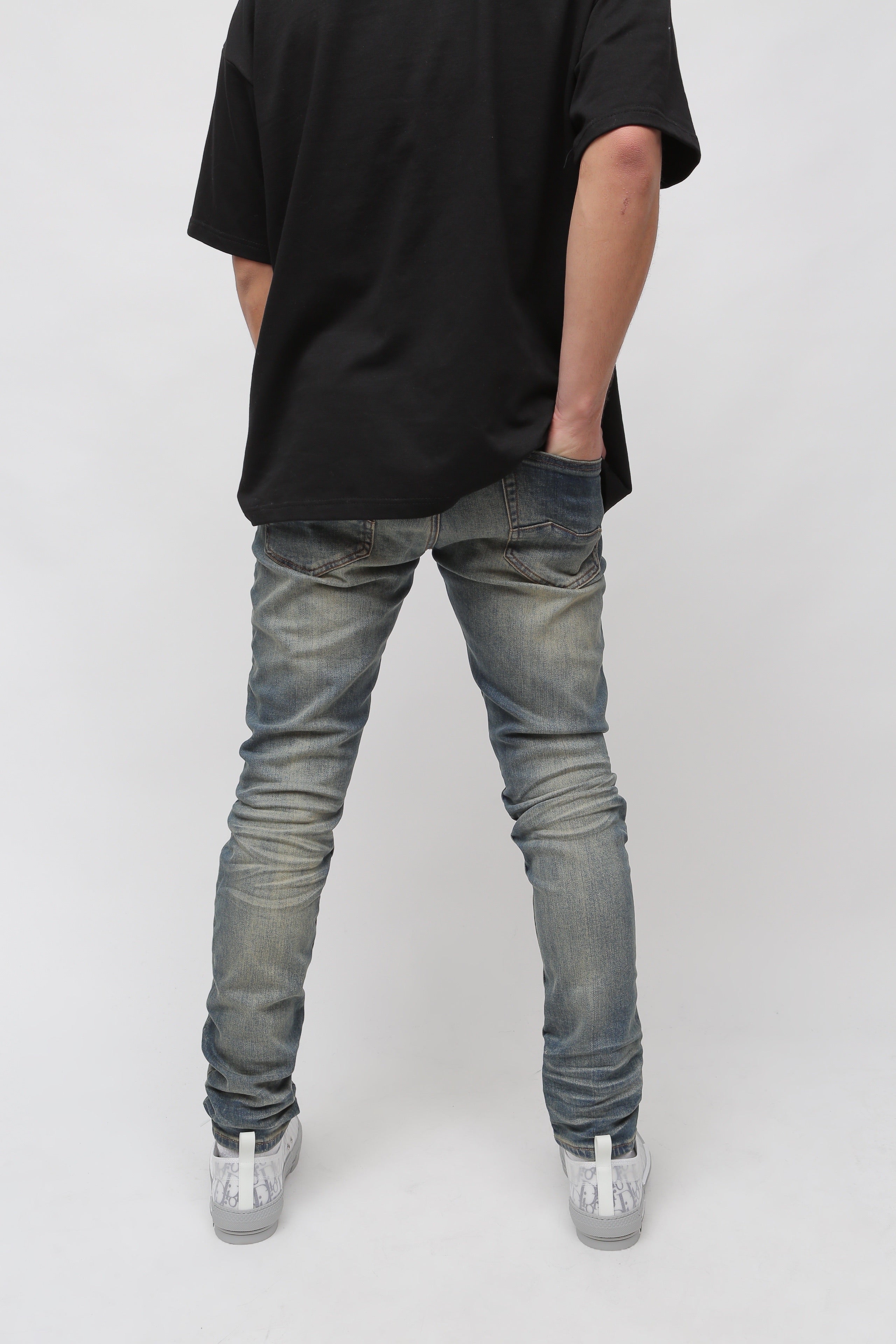 Nokwal Whiskey Faded Wash Skinny Denim