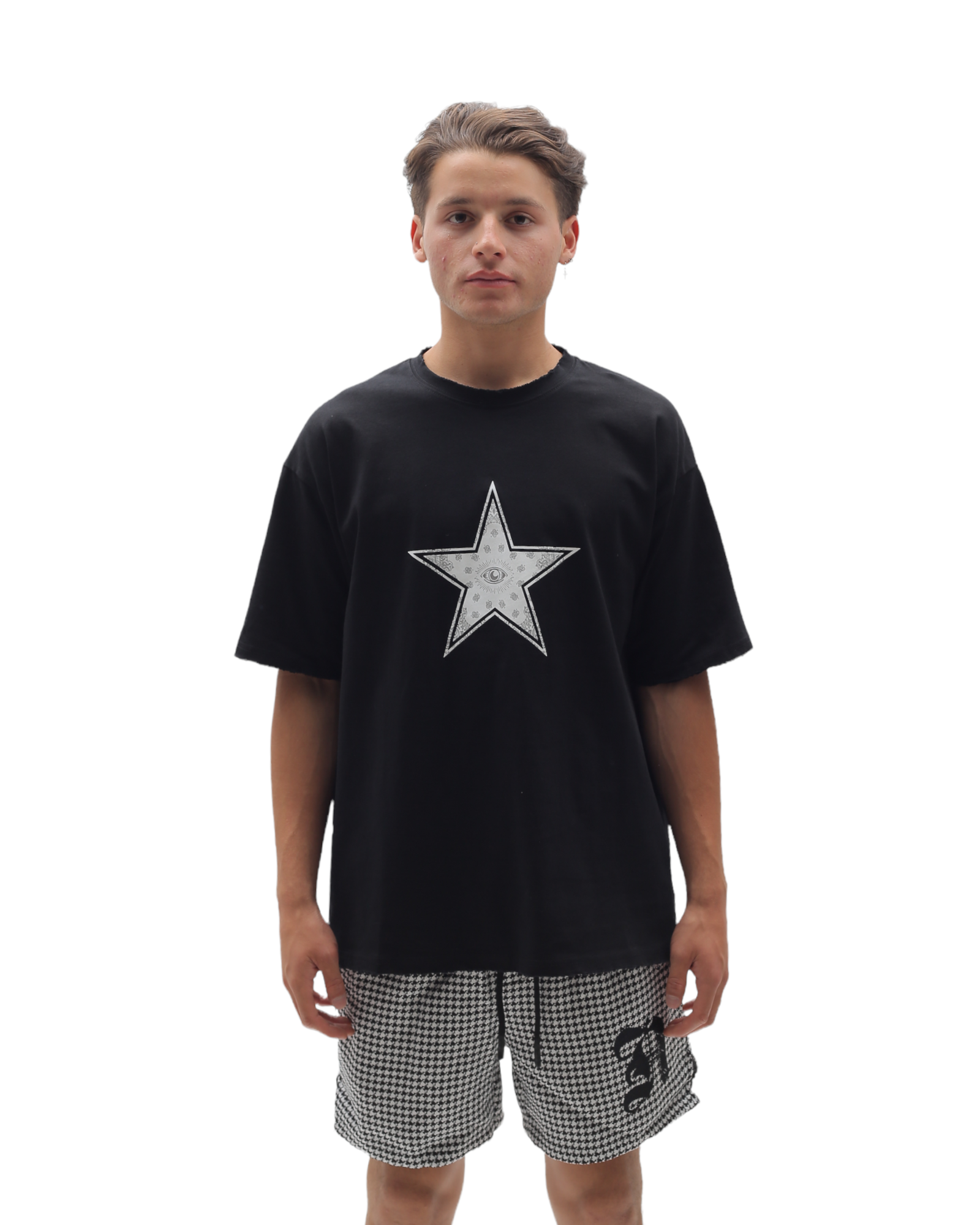 Nokwal Paisley Star T Shirt - Black