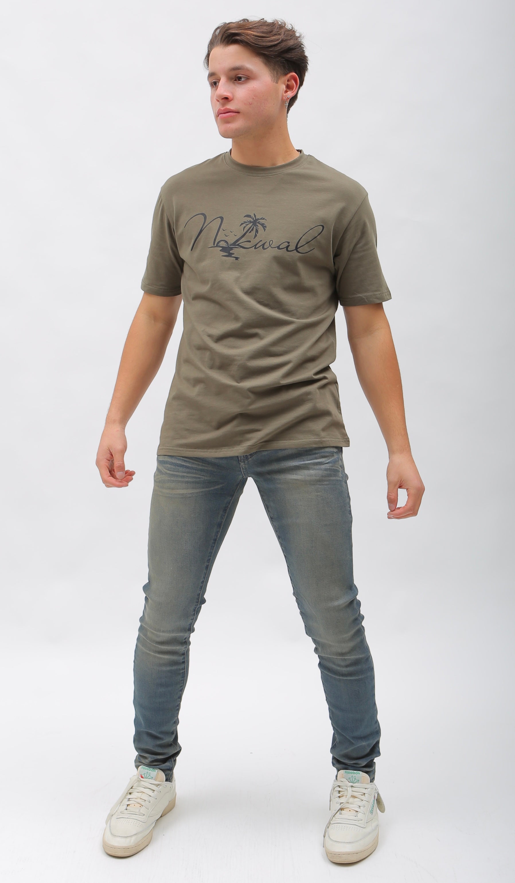 Palm Tree Olive T-Shirt w/ Black Nokwal Signature