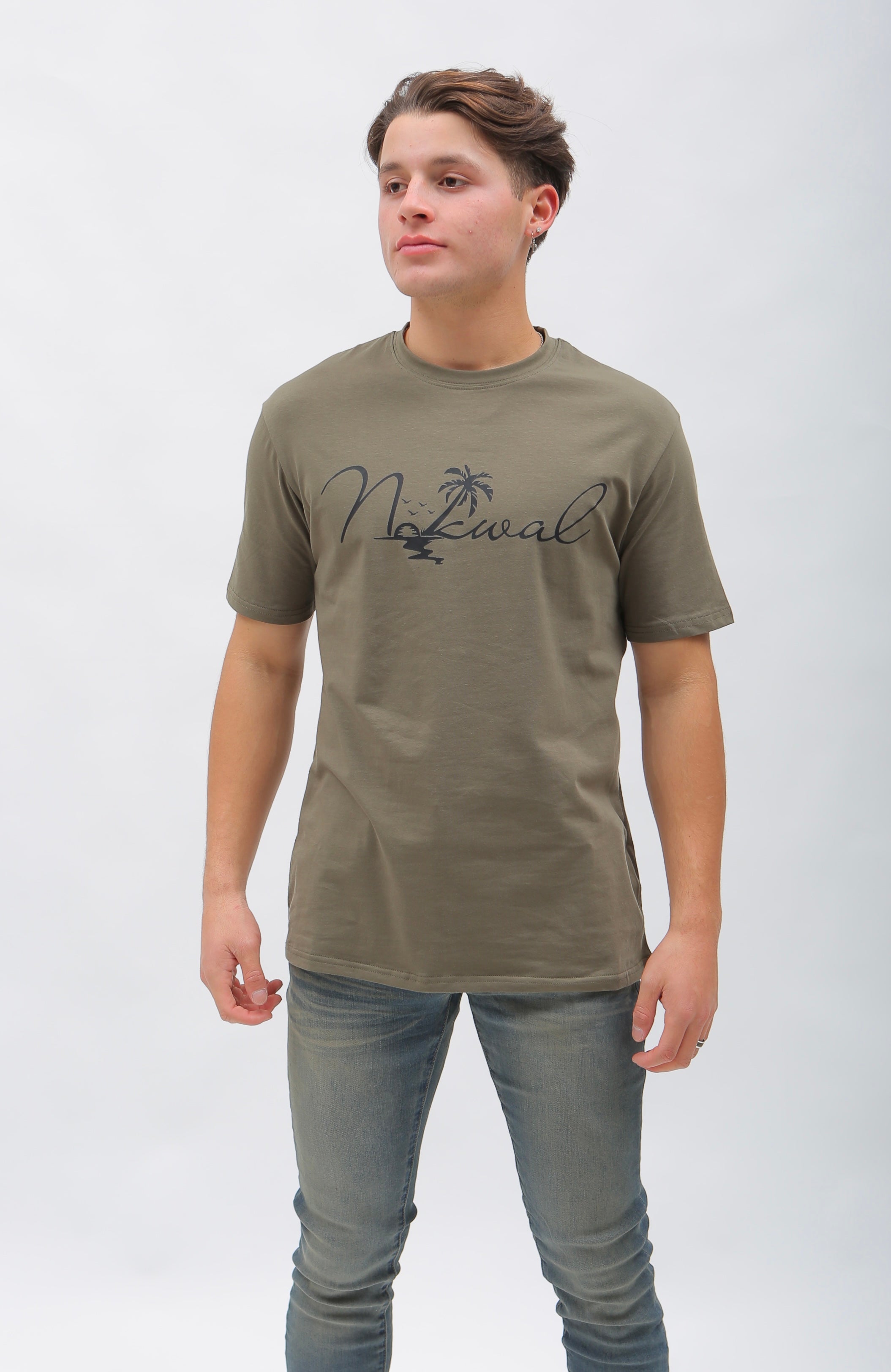 Palm Tree Olive T-Shirt w/ Black Nokwal Signature