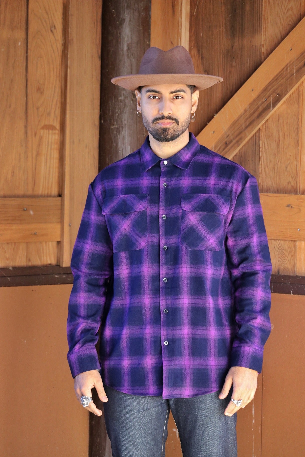 Purple Check Button Up Shirt