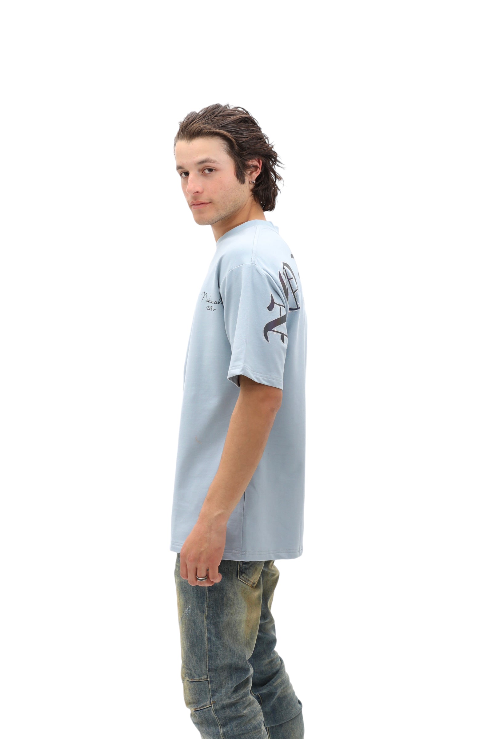 Damaged Soul From Pain - Reflective - T-Shirt - Faded Light Blue