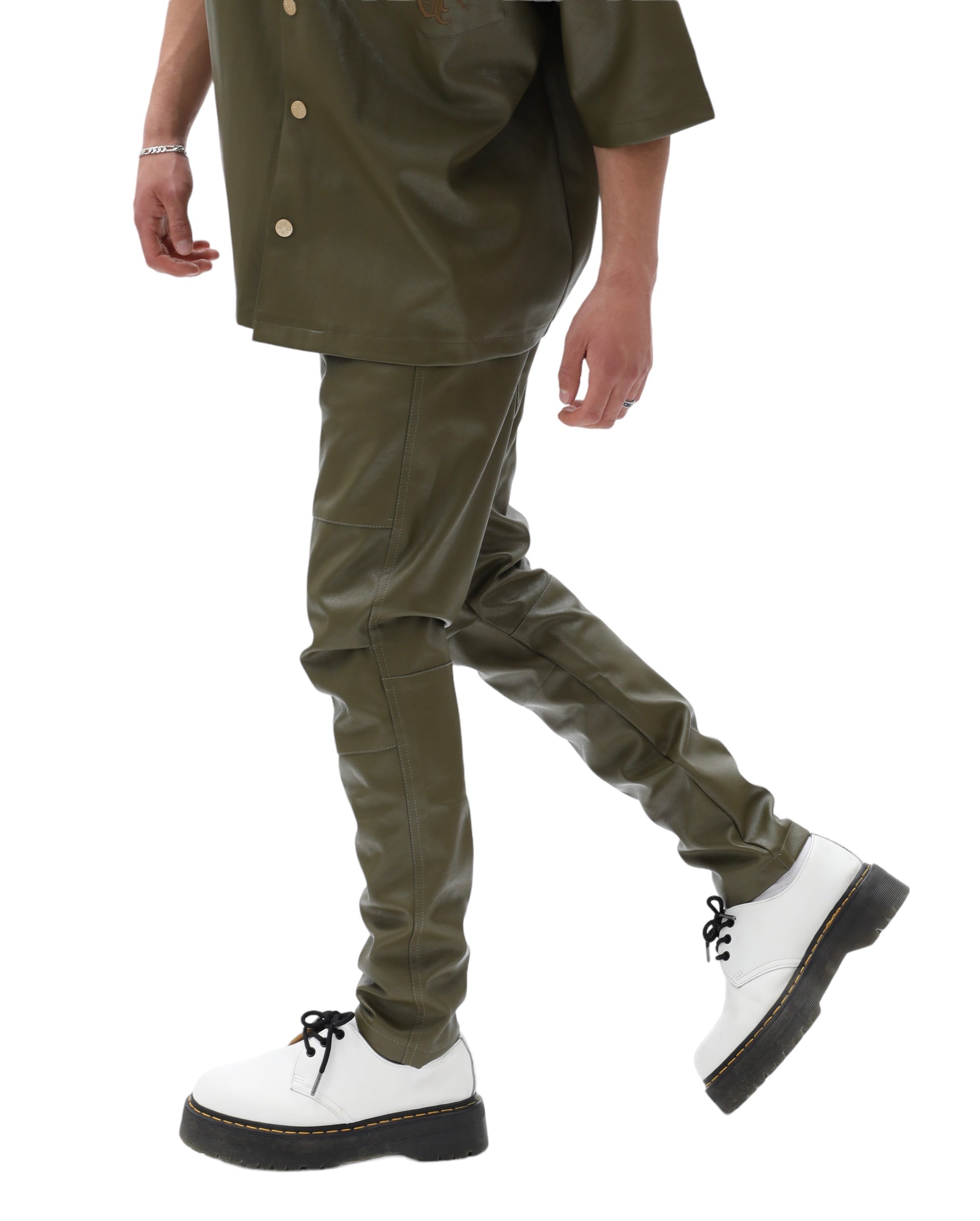 Olive Green Leather Pants