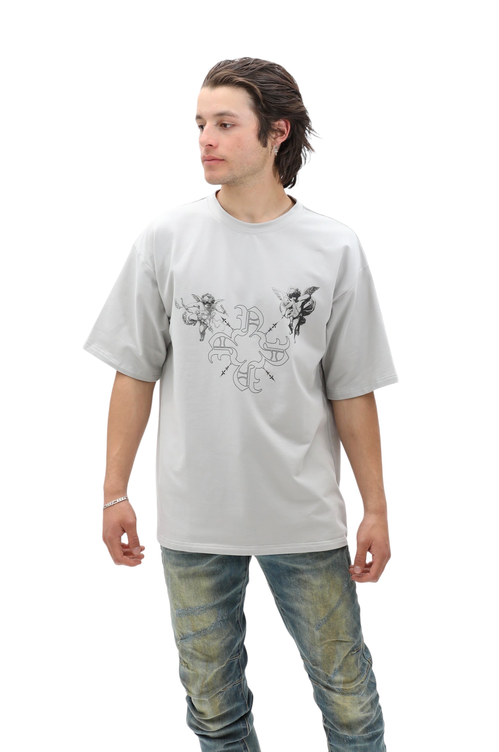Monogram Cupid War T Shirt - Grey