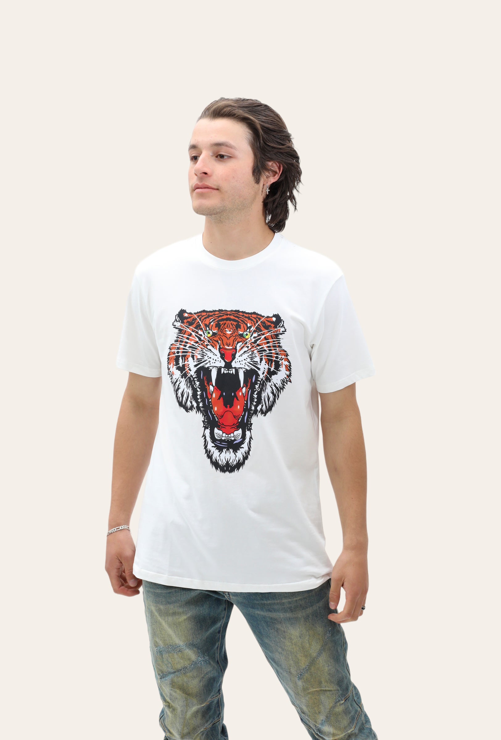 Angry Tiger Tee - White