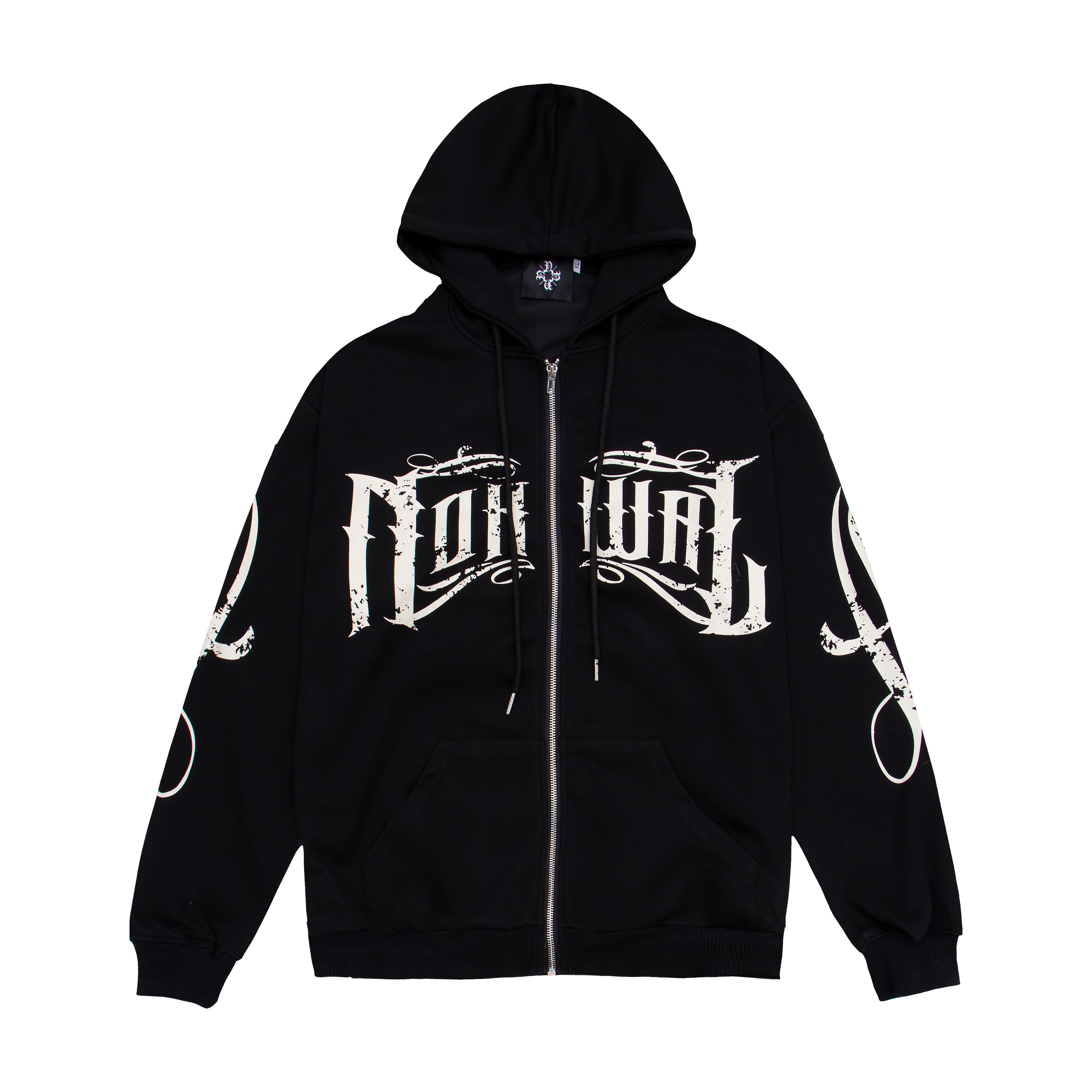 Nokwal Zip Up Oversize Hoodie - Black